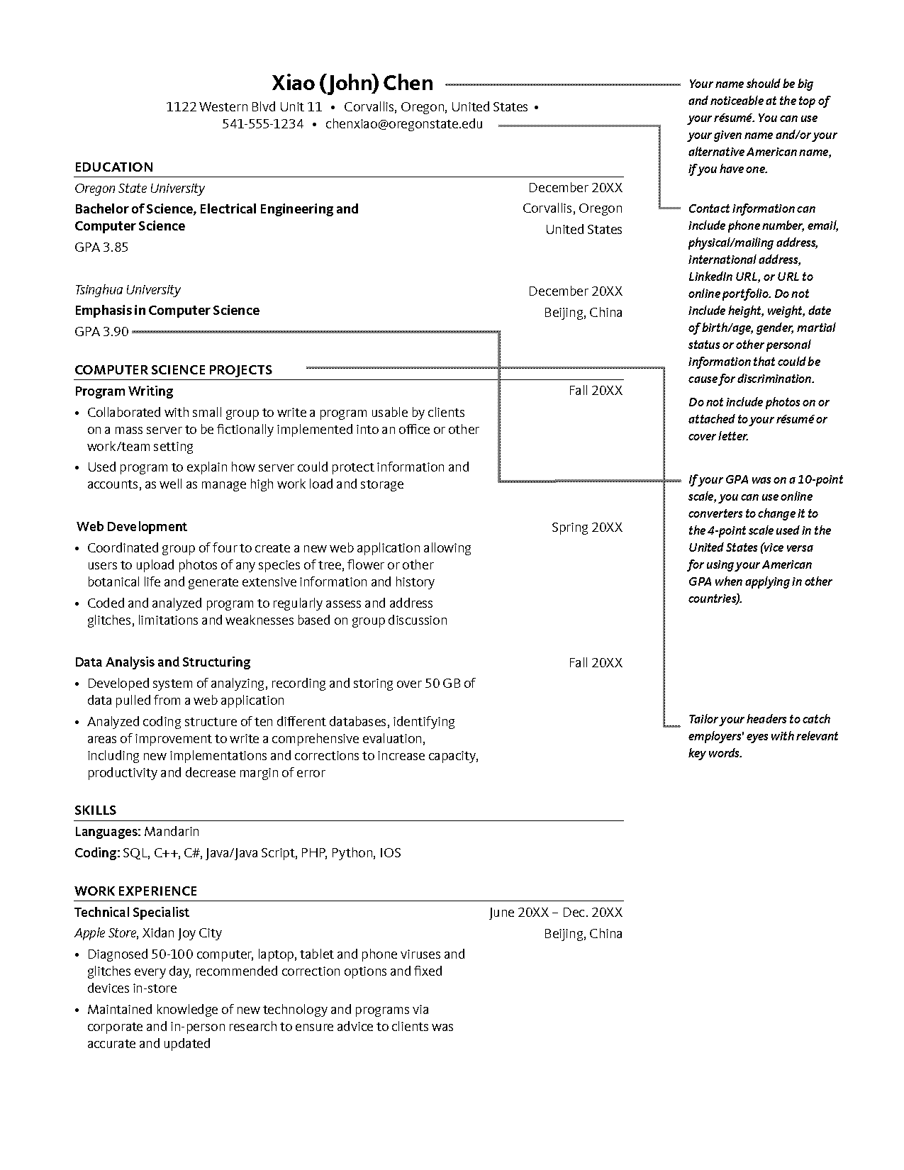 resume for cs student