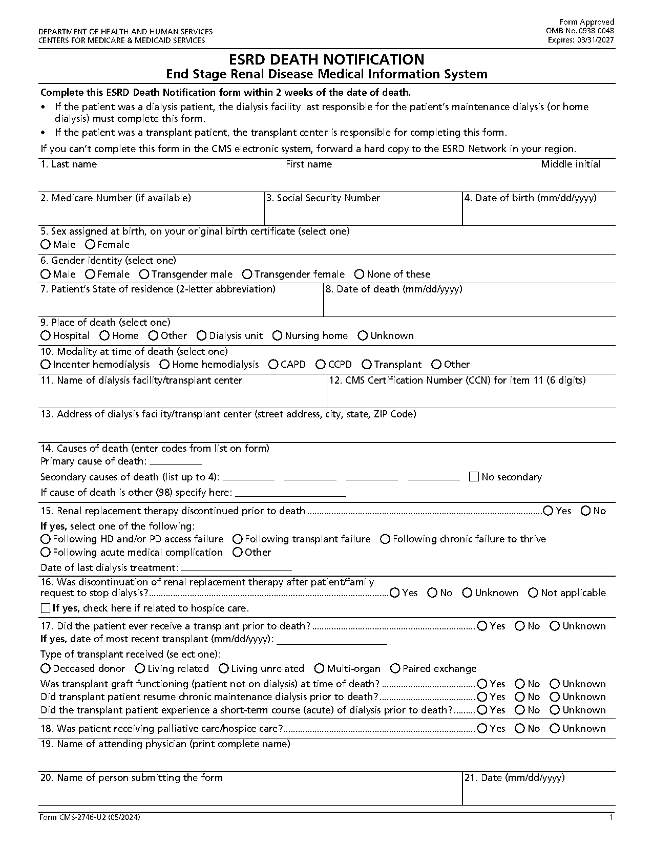 list of causes of death on death certificate