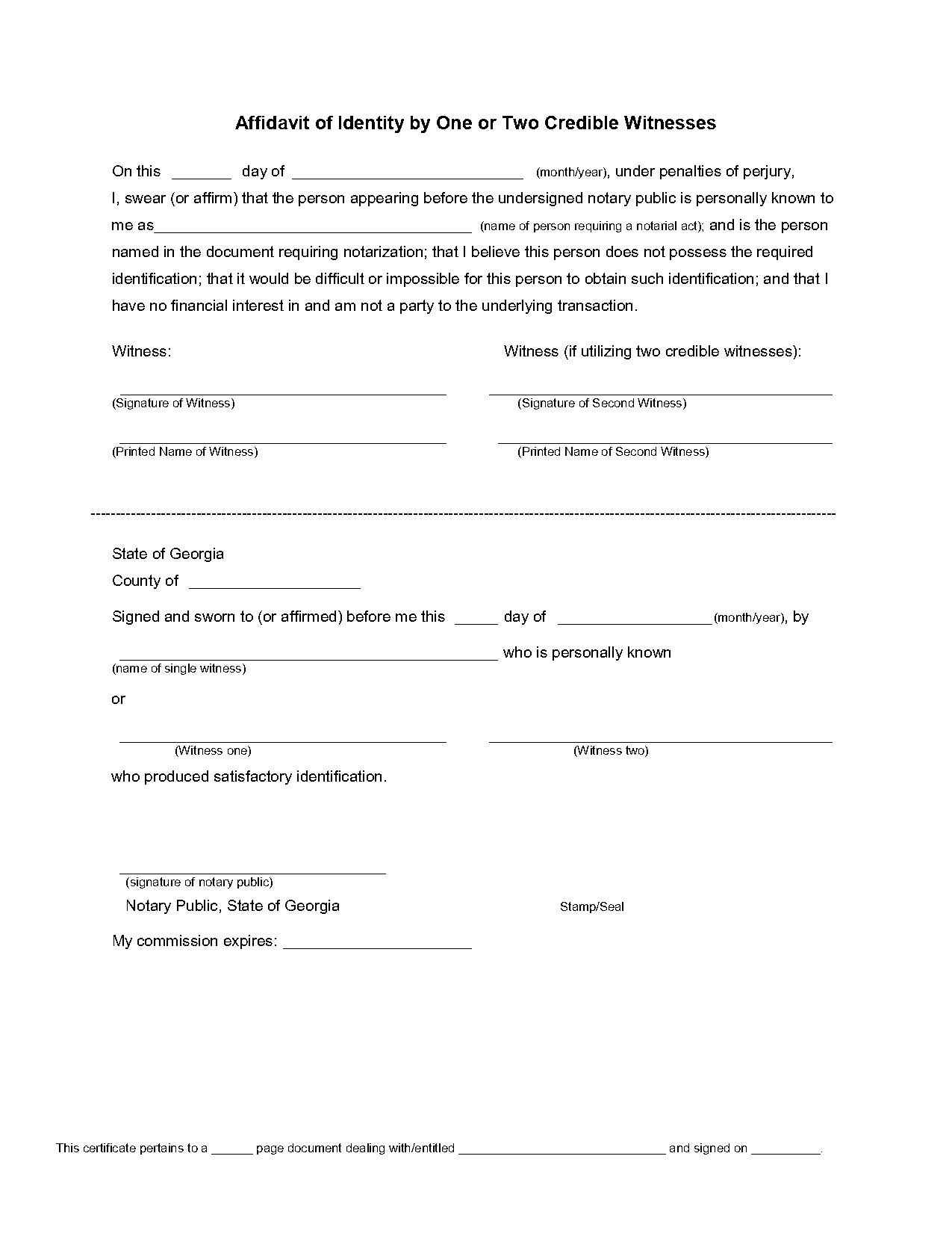 credible witness affidavit texas