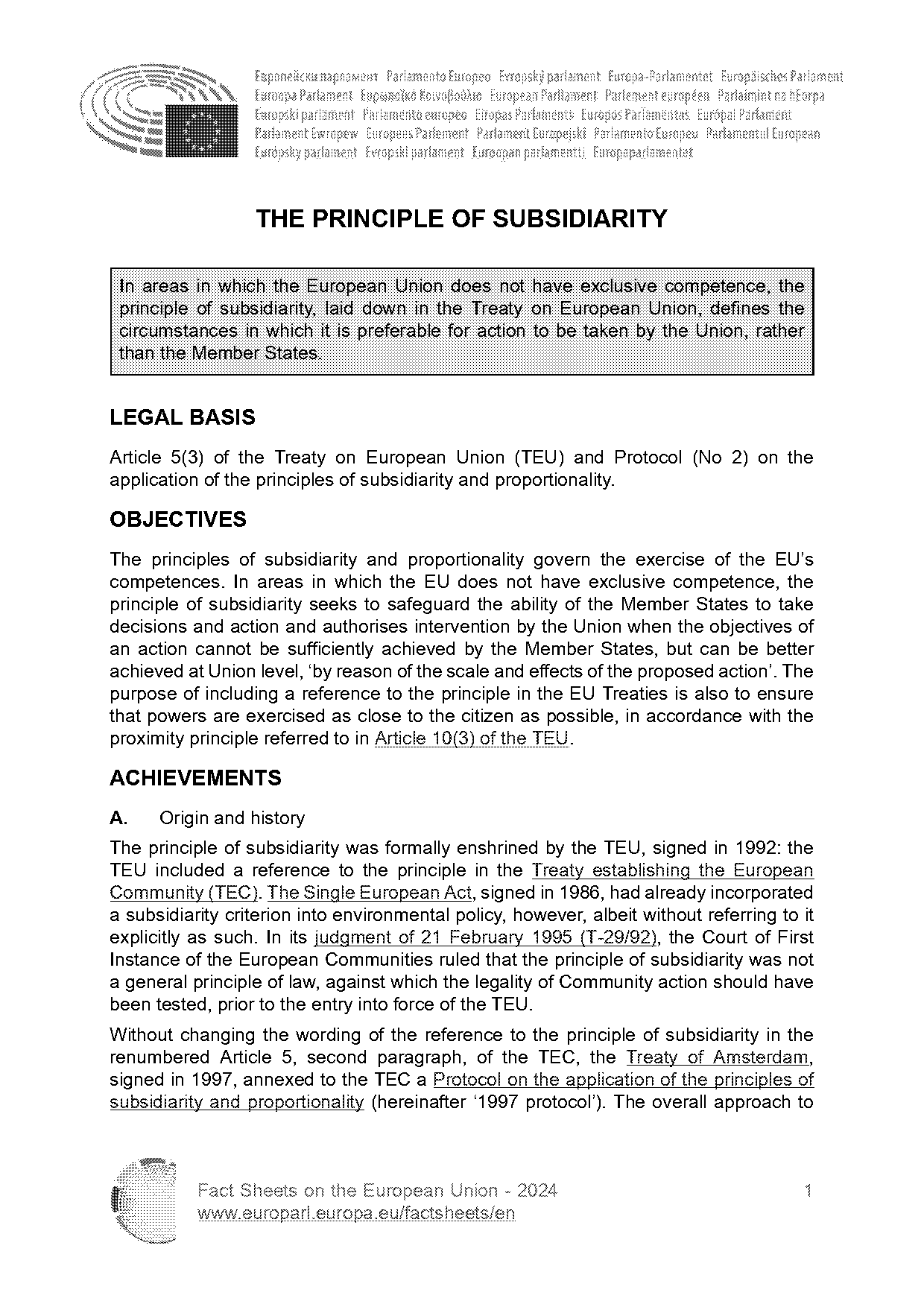 amsterdam treaty protocol subsidiarity