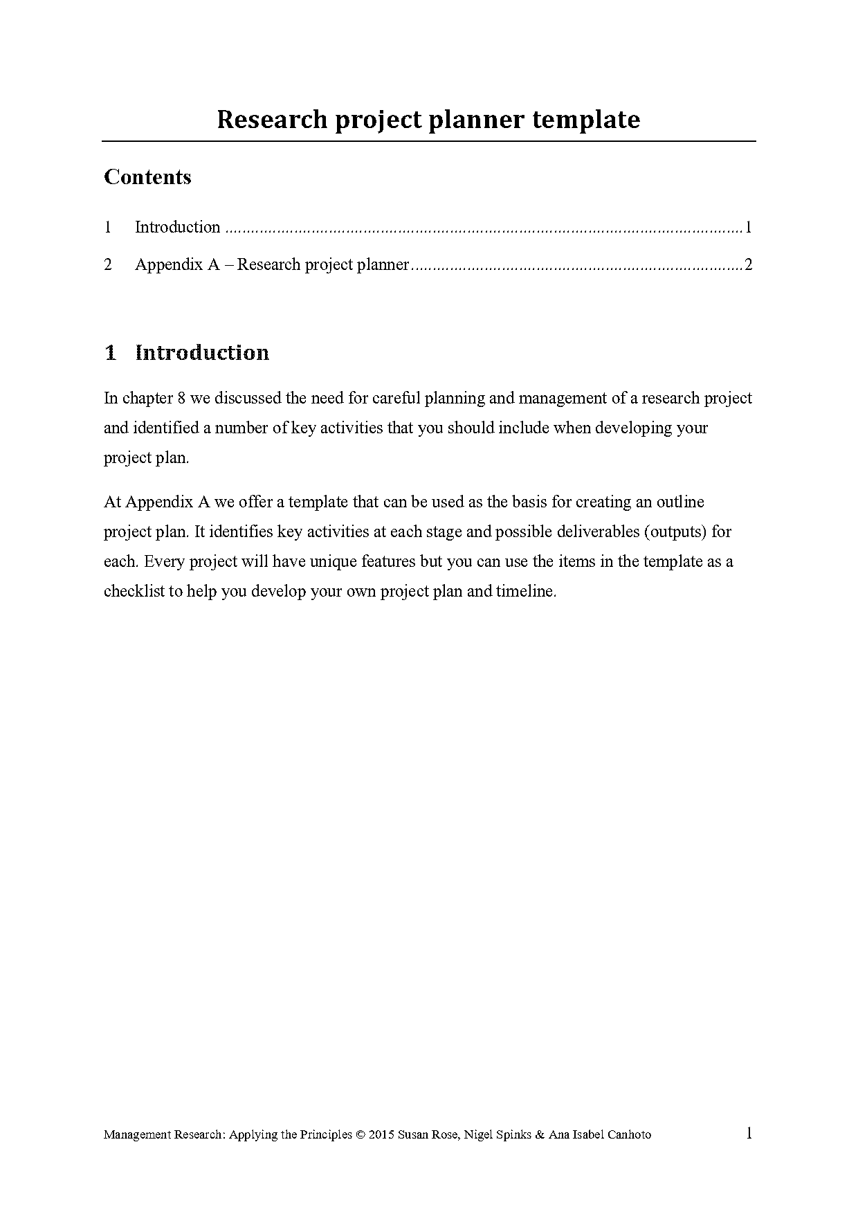 research project timetable template