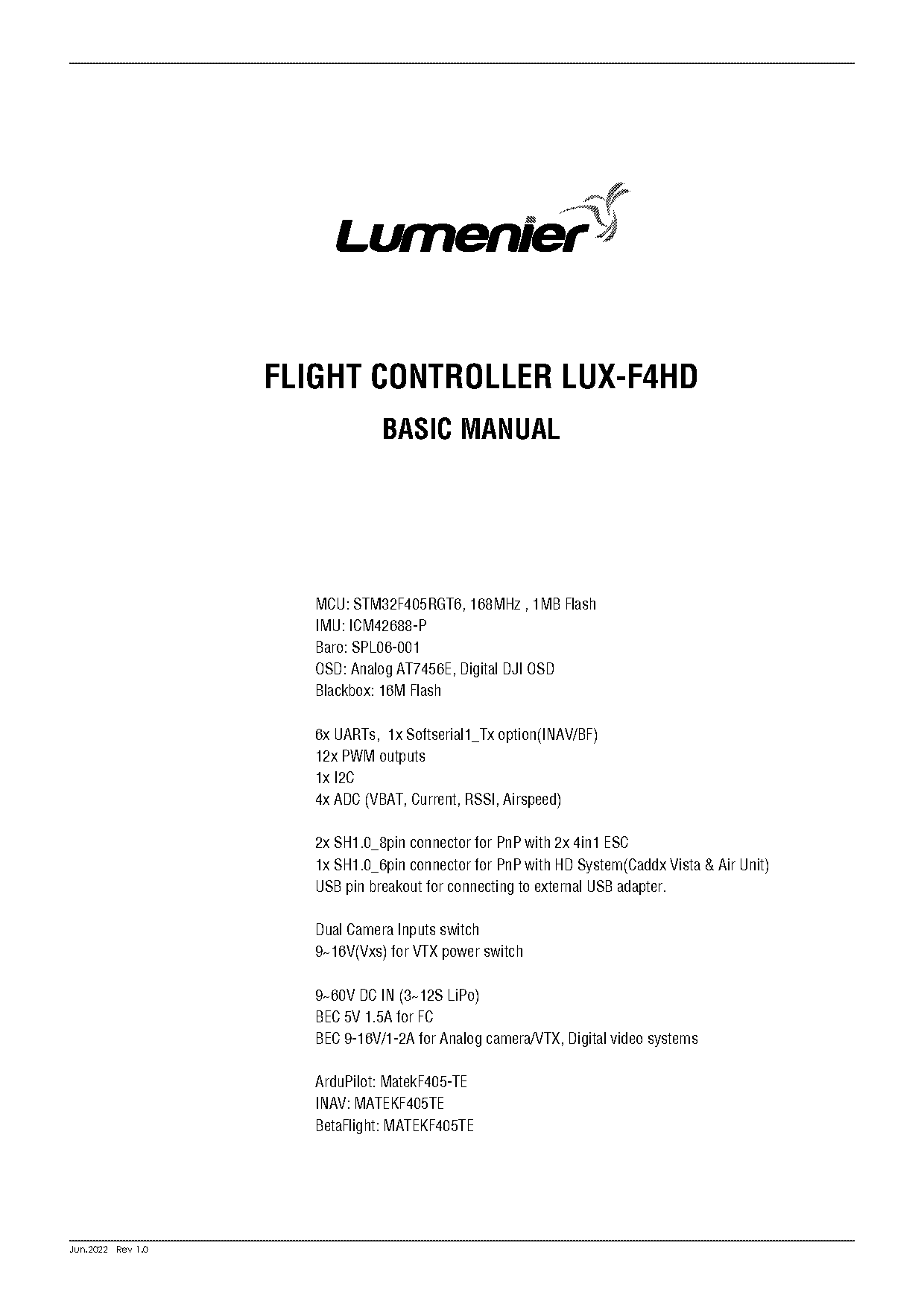 lux flight controller manual