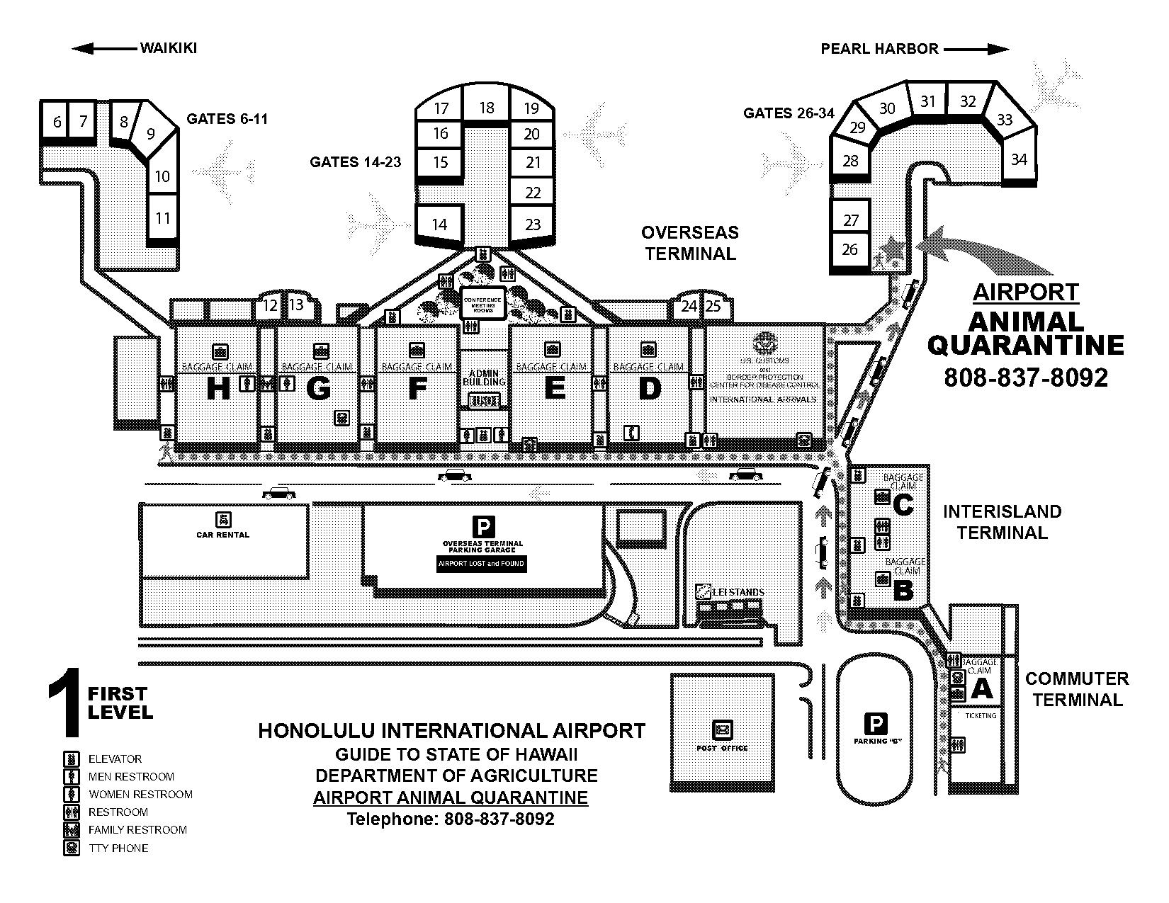 hnl airport terminal map