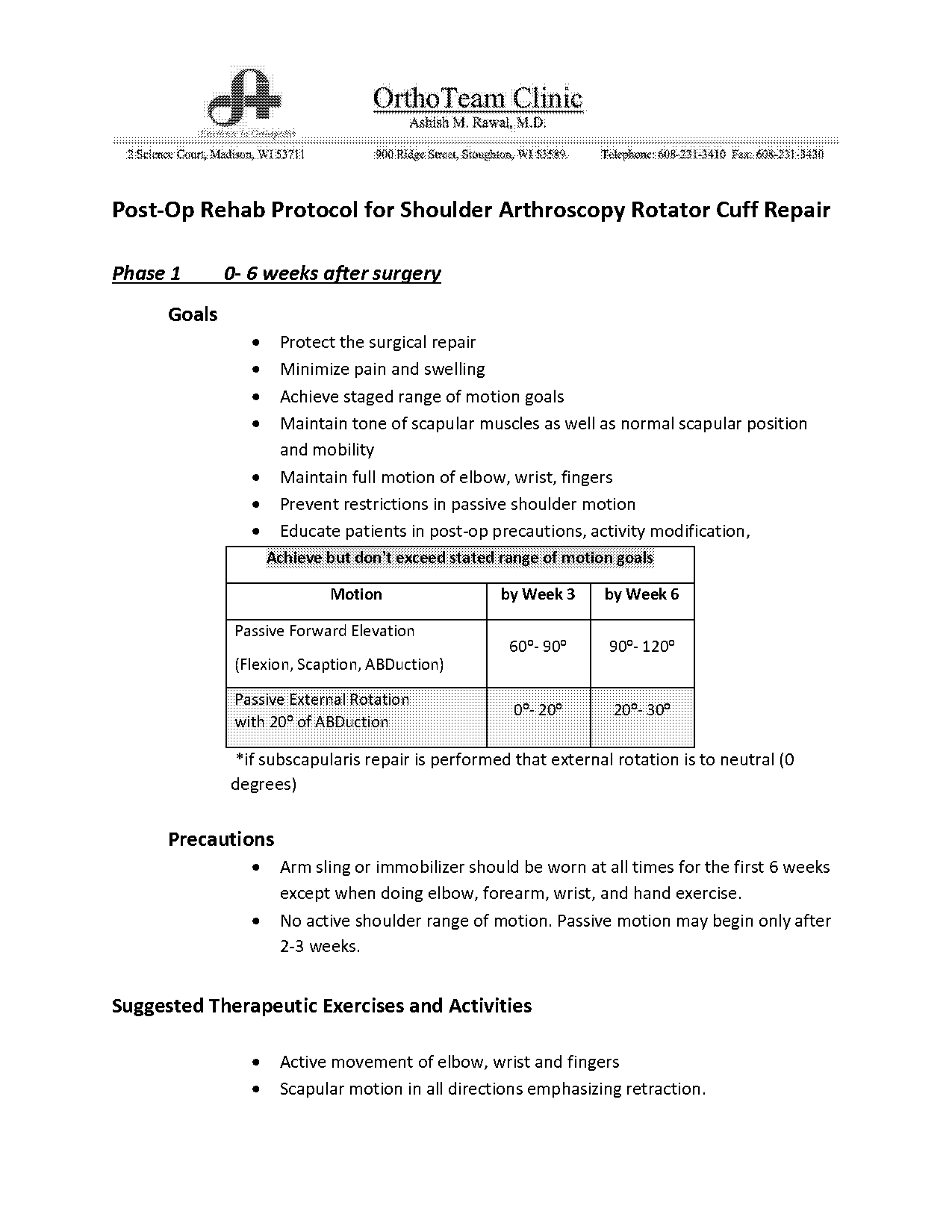 shoulder arthroscopy therapy protocol