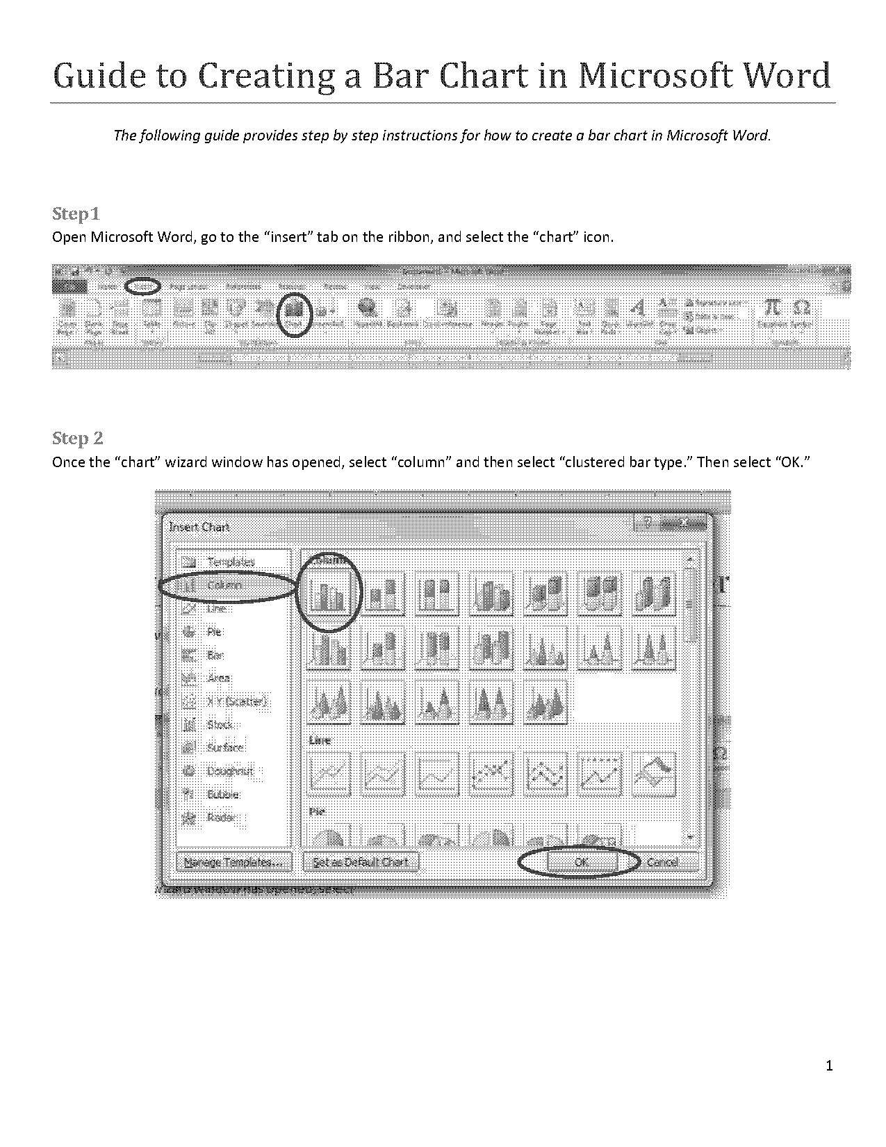 bar chart templates for word