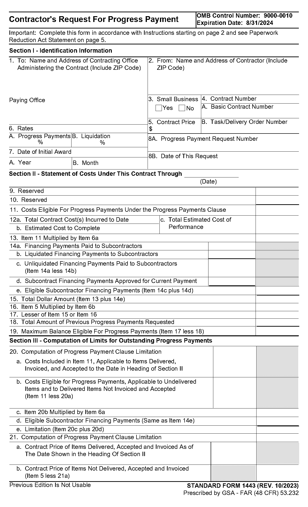 invoice for progress payment