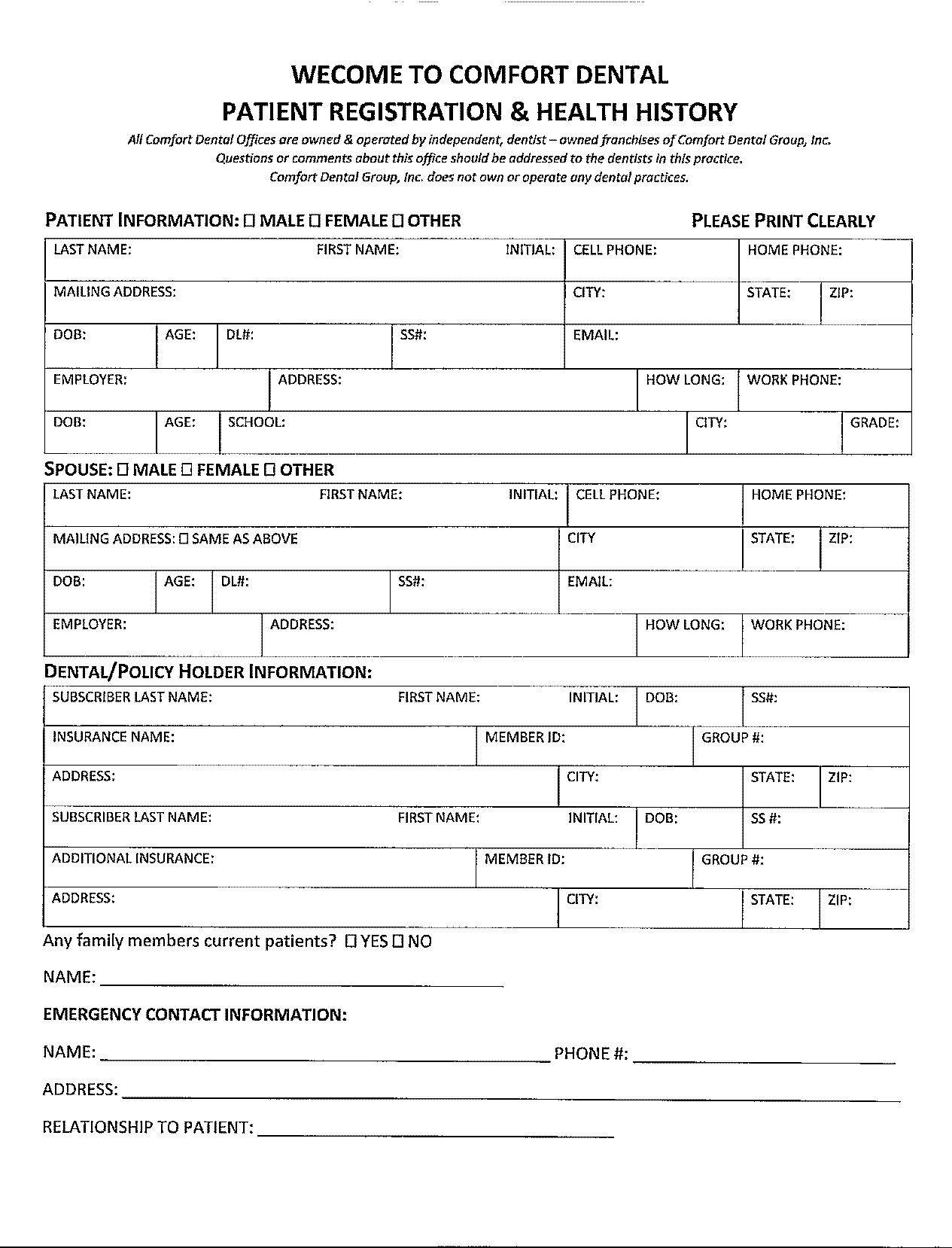 dental new patient form