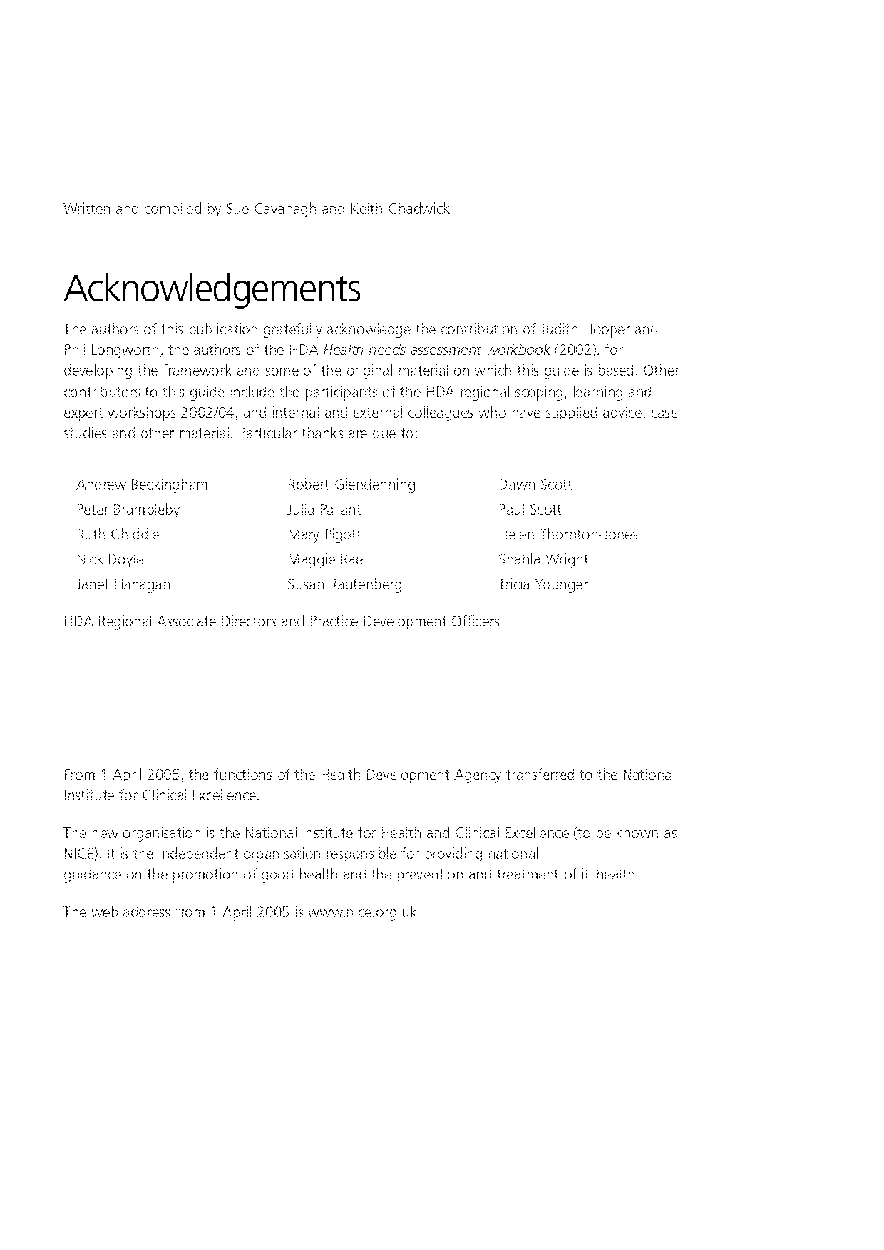 example needs assessment plan