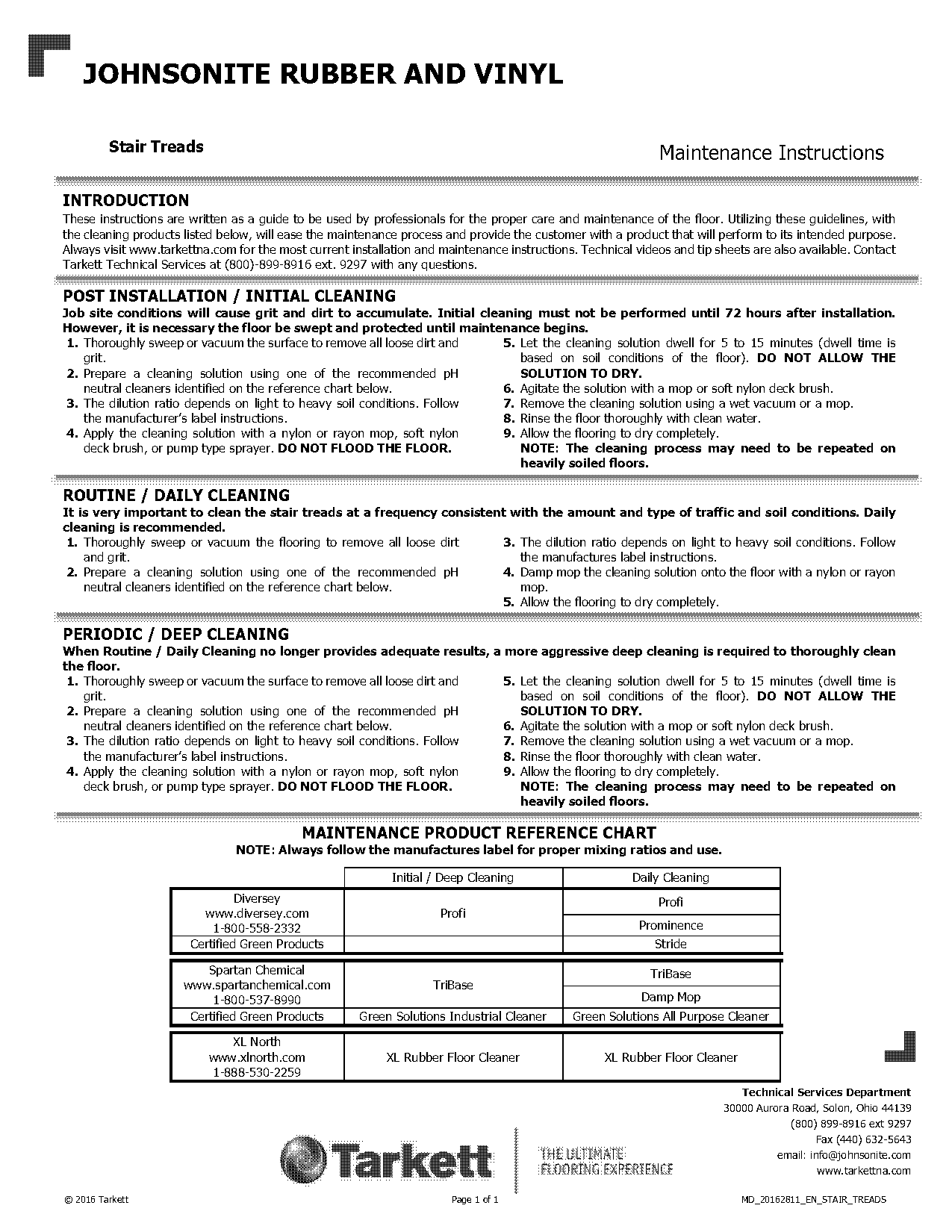 johnsonite rubber and vinyl stair treads maintenance instructions pdf