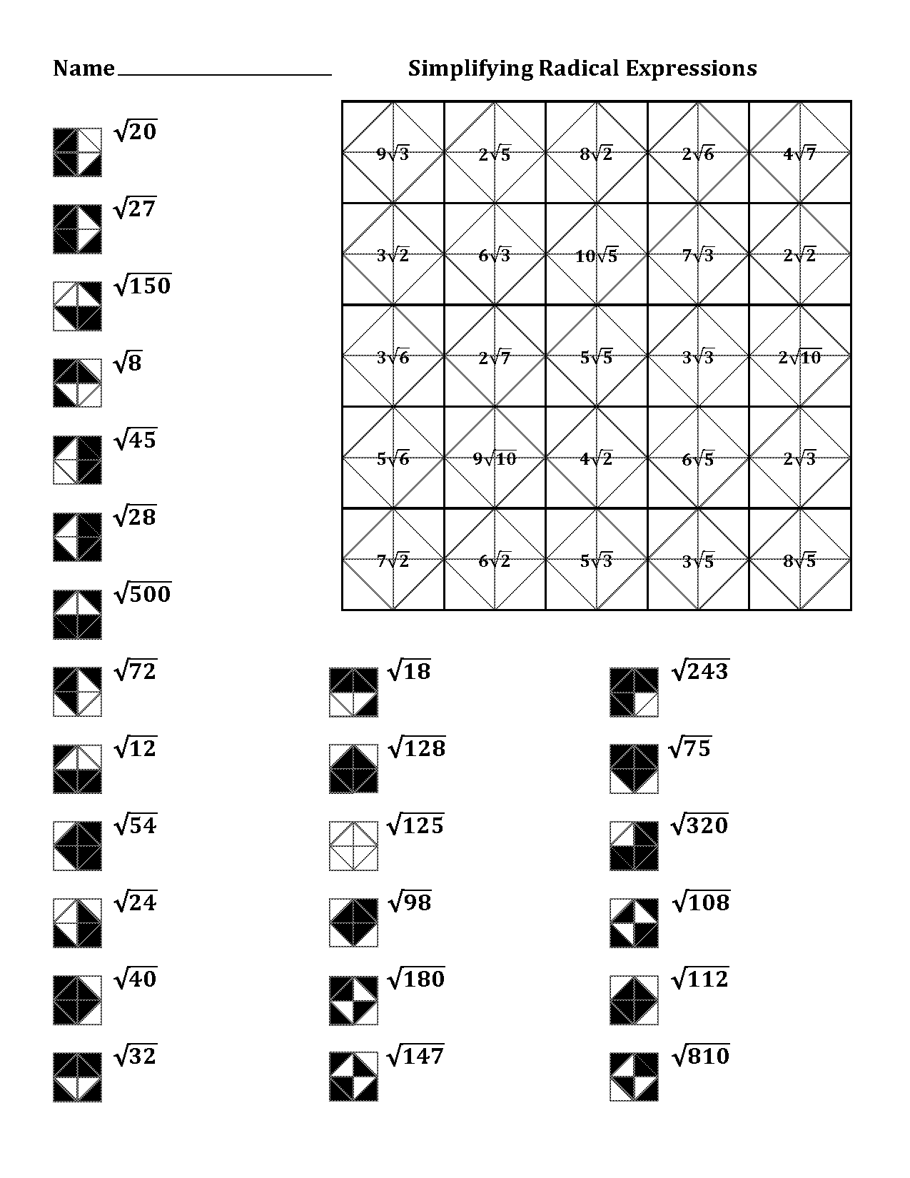 simplifying expressions coloring worksheet