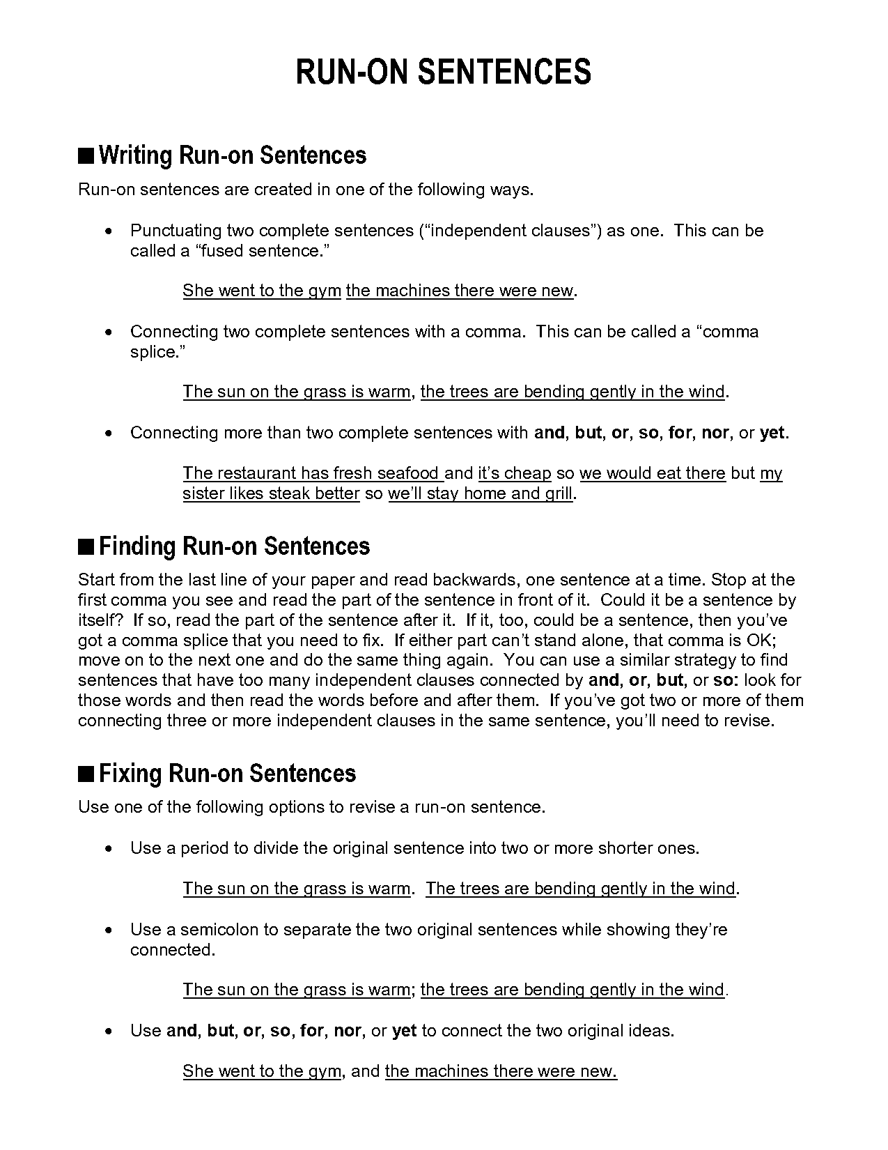 what is a run on sentence examples