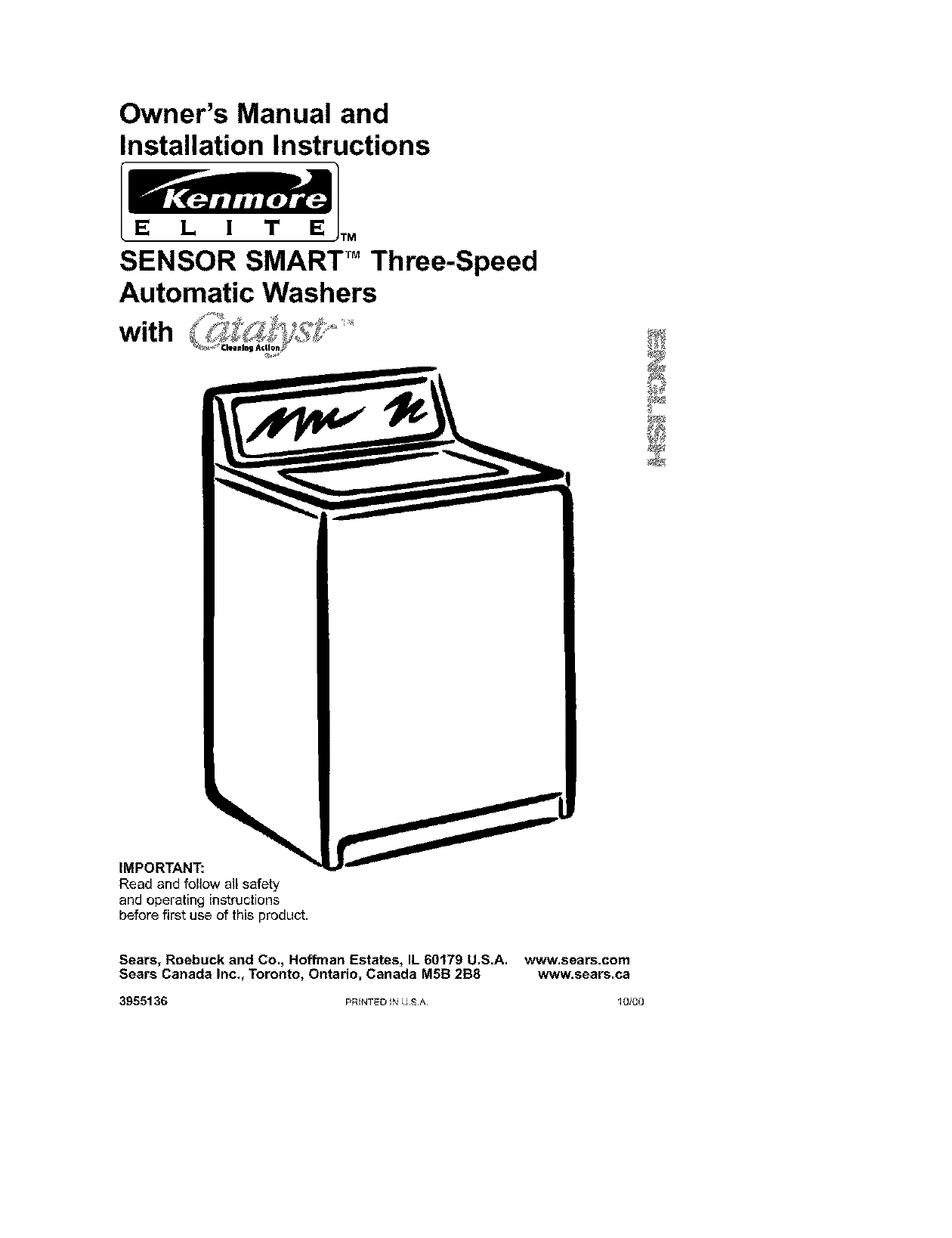 sears kenmore he washer manual