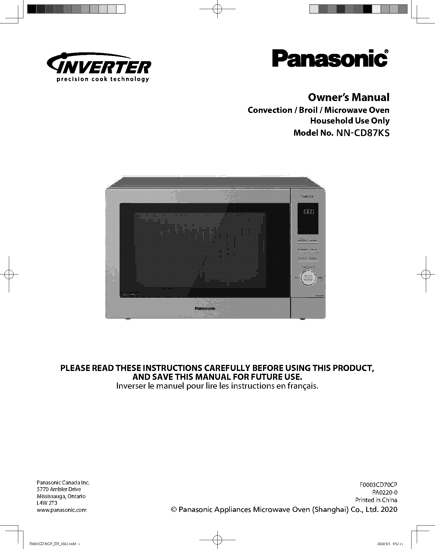 panasonic inverter microwave operating instructions