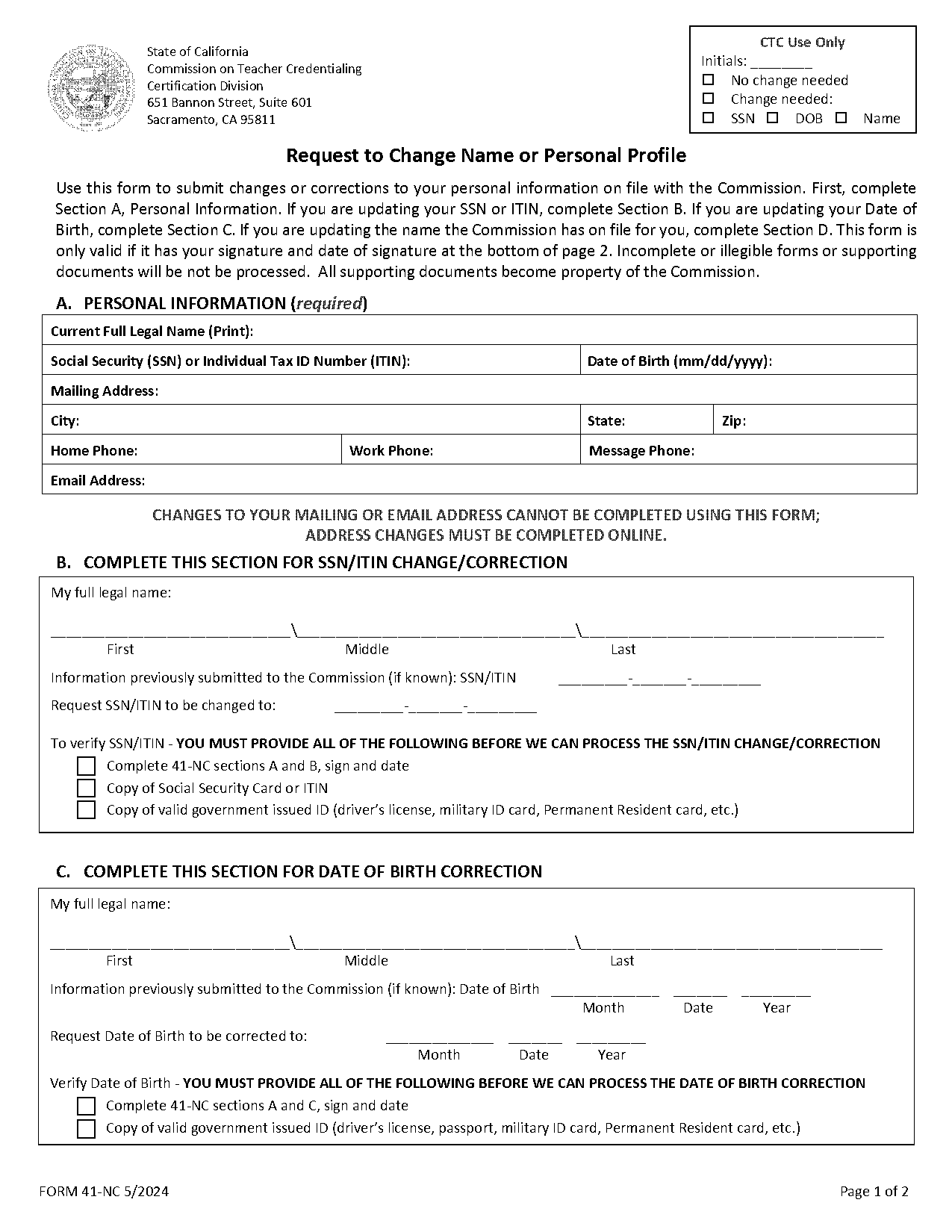 social security last name change form