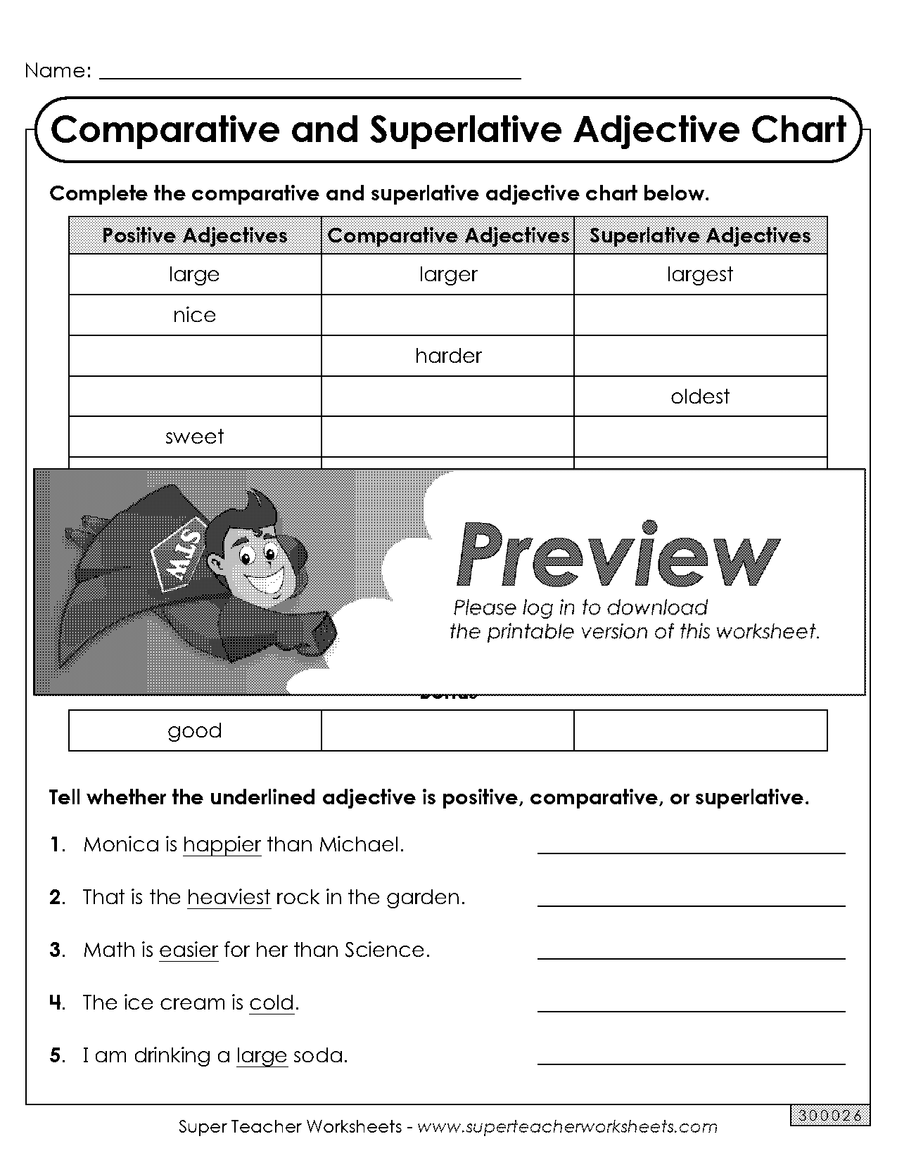 comparative and superlative worksheets