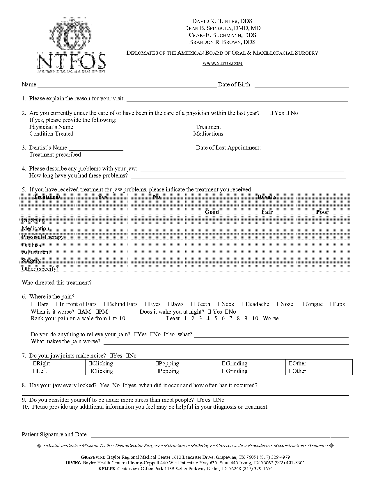 tmj initial evaluation physical therapy template