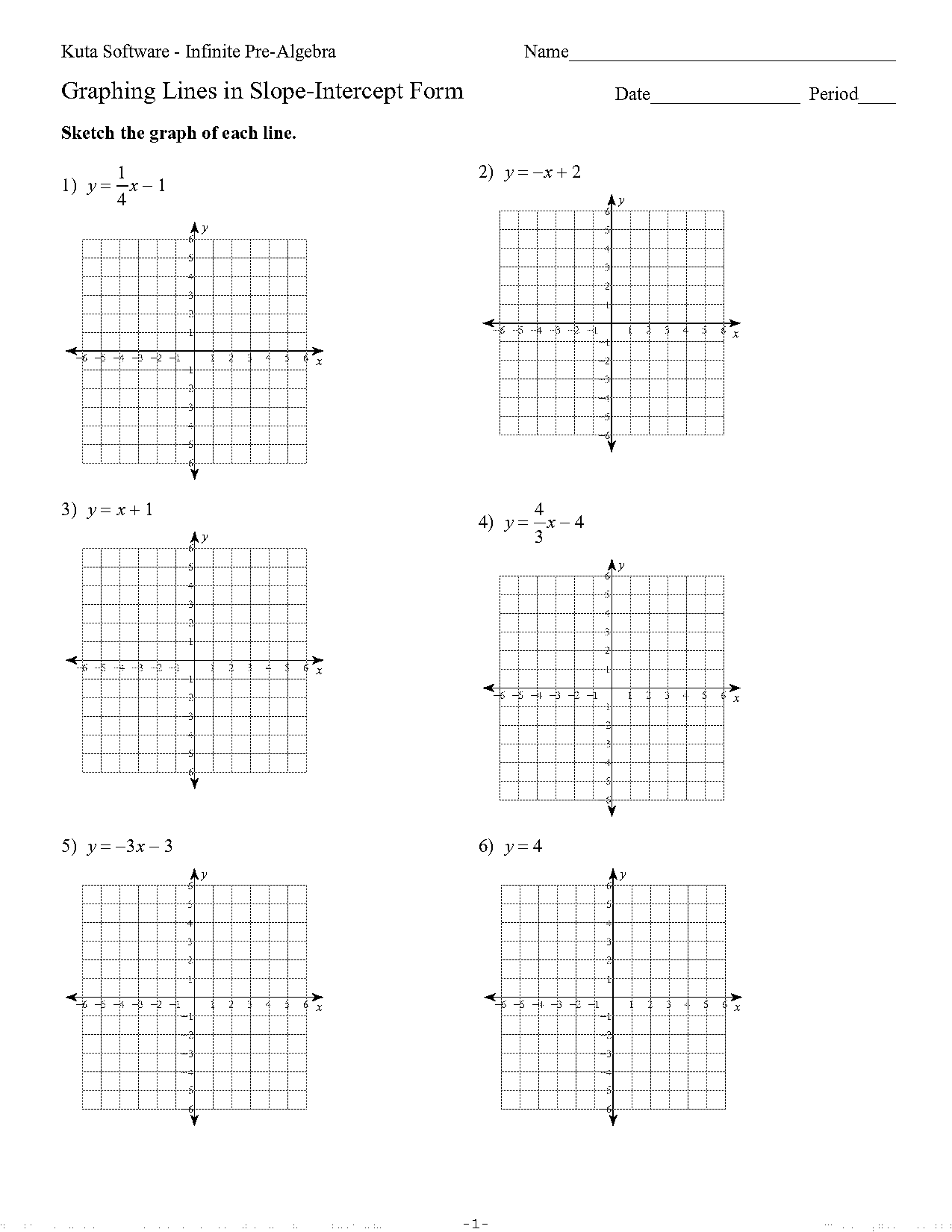 graphs of lines worksheets