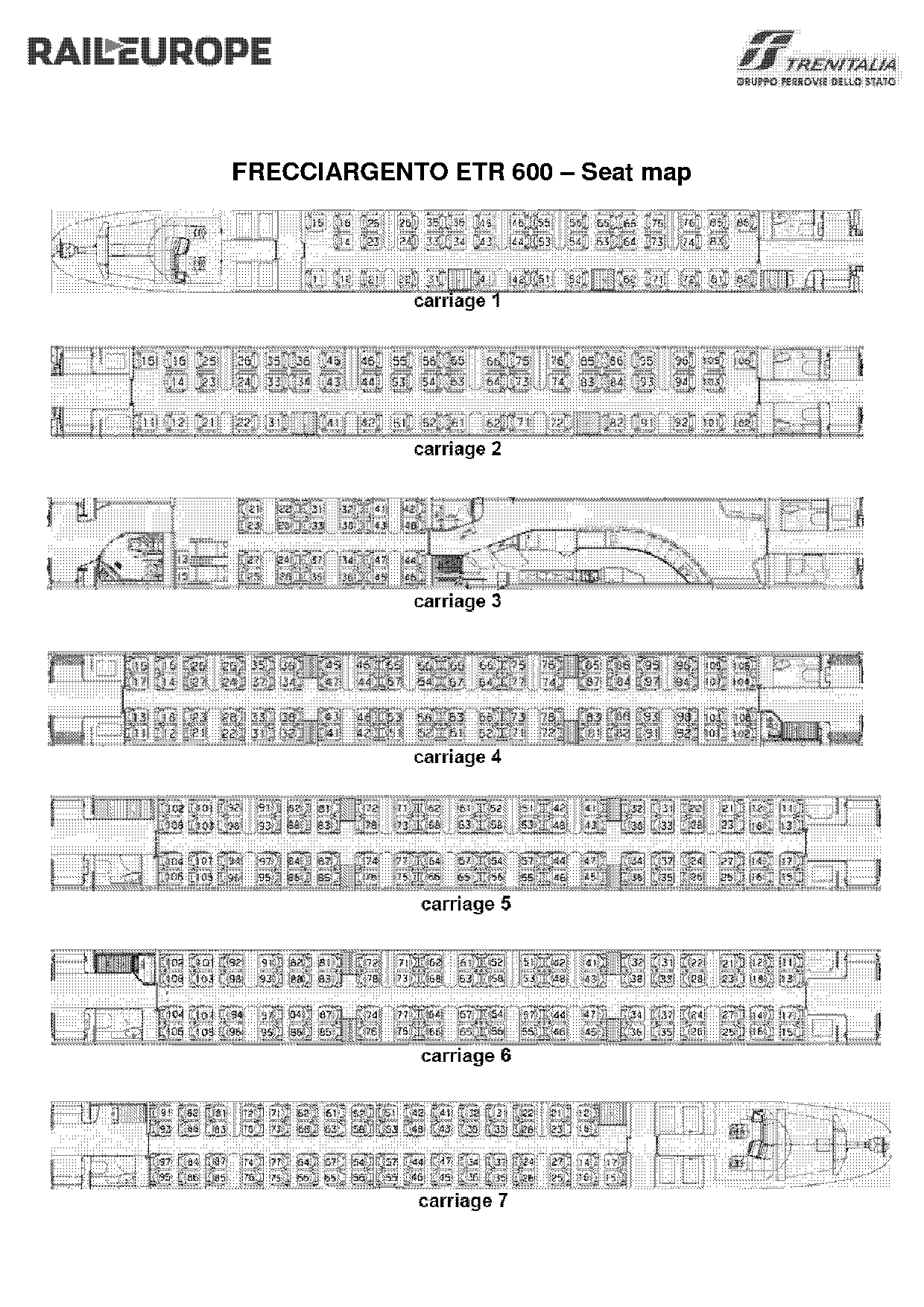 frecciargento train seating plan