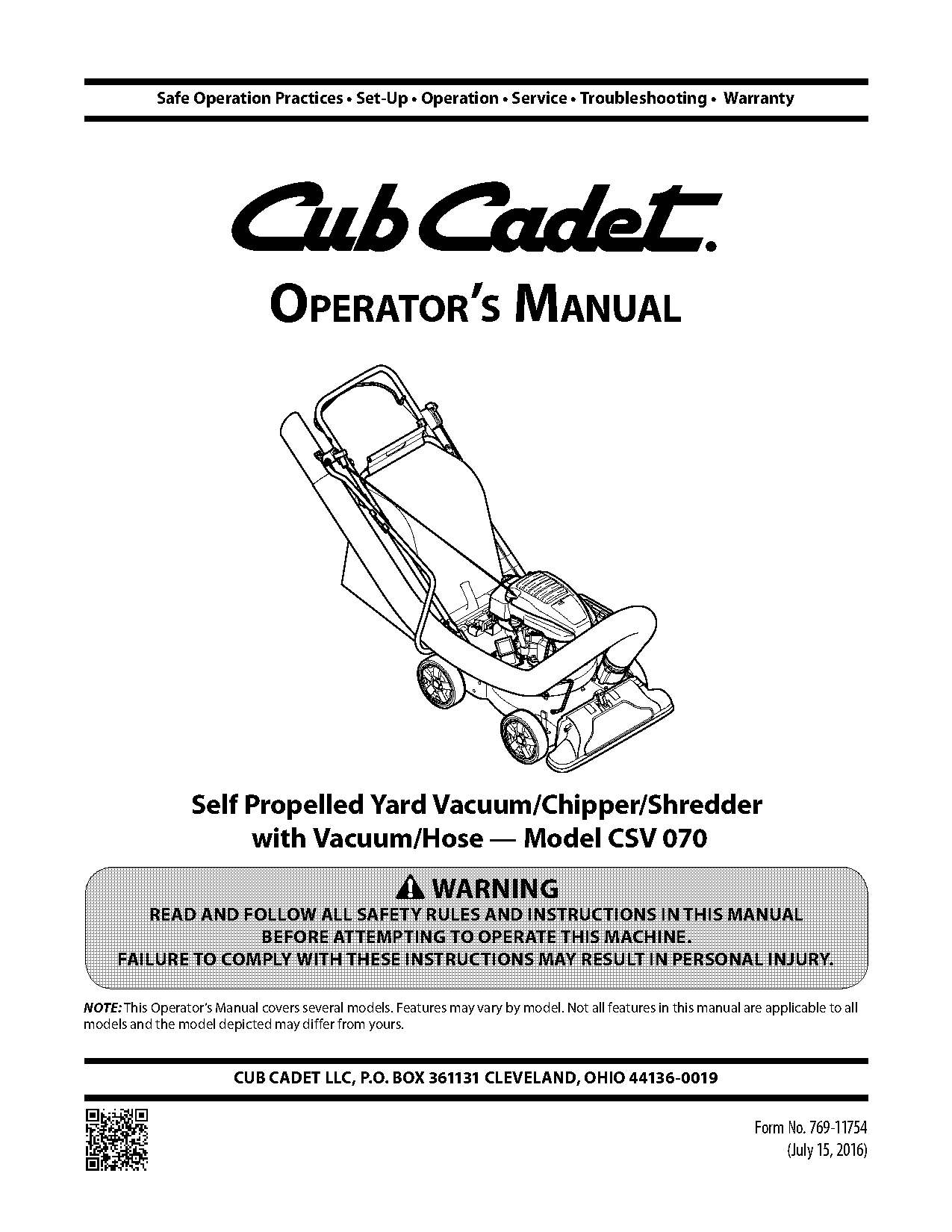 cub cadet self propelled lawn mower manual