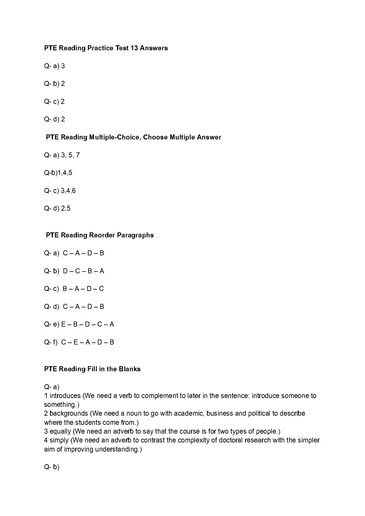 pte fill in the blanks practice test with answers