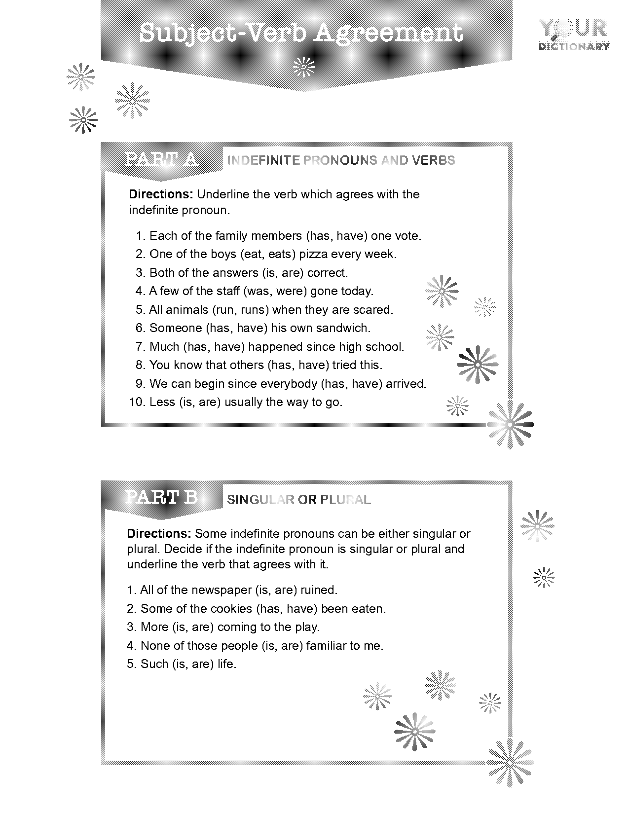 subject verb agreement with indefinite pronouns examples