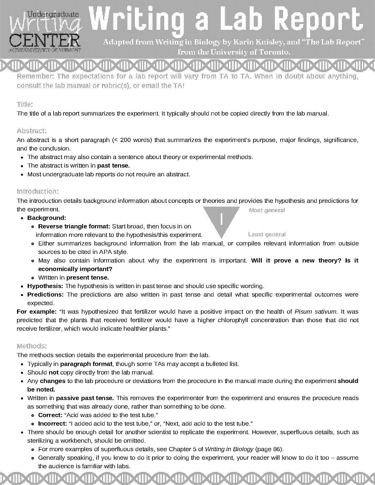 are lab reports cited in apa