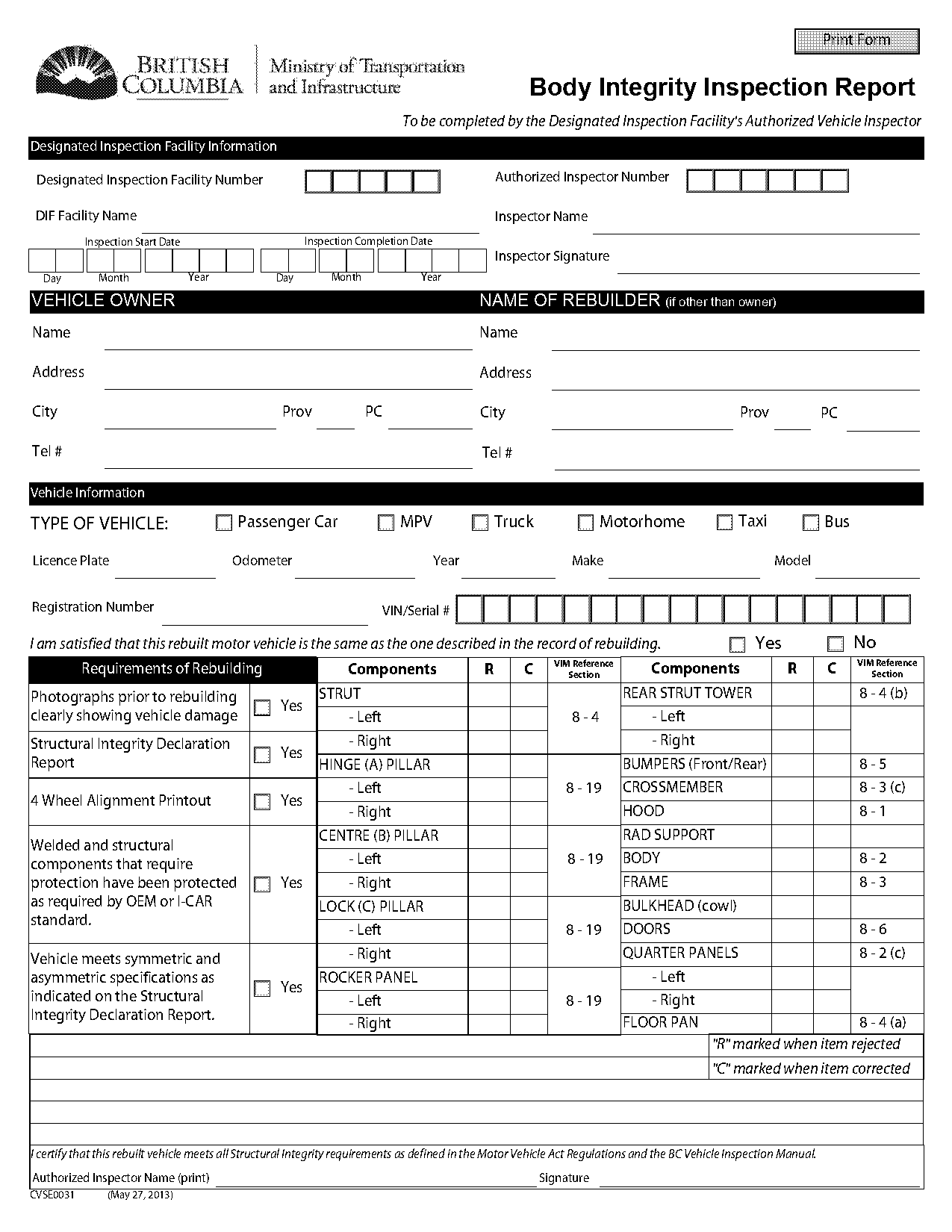 structural integrity inspection checklist