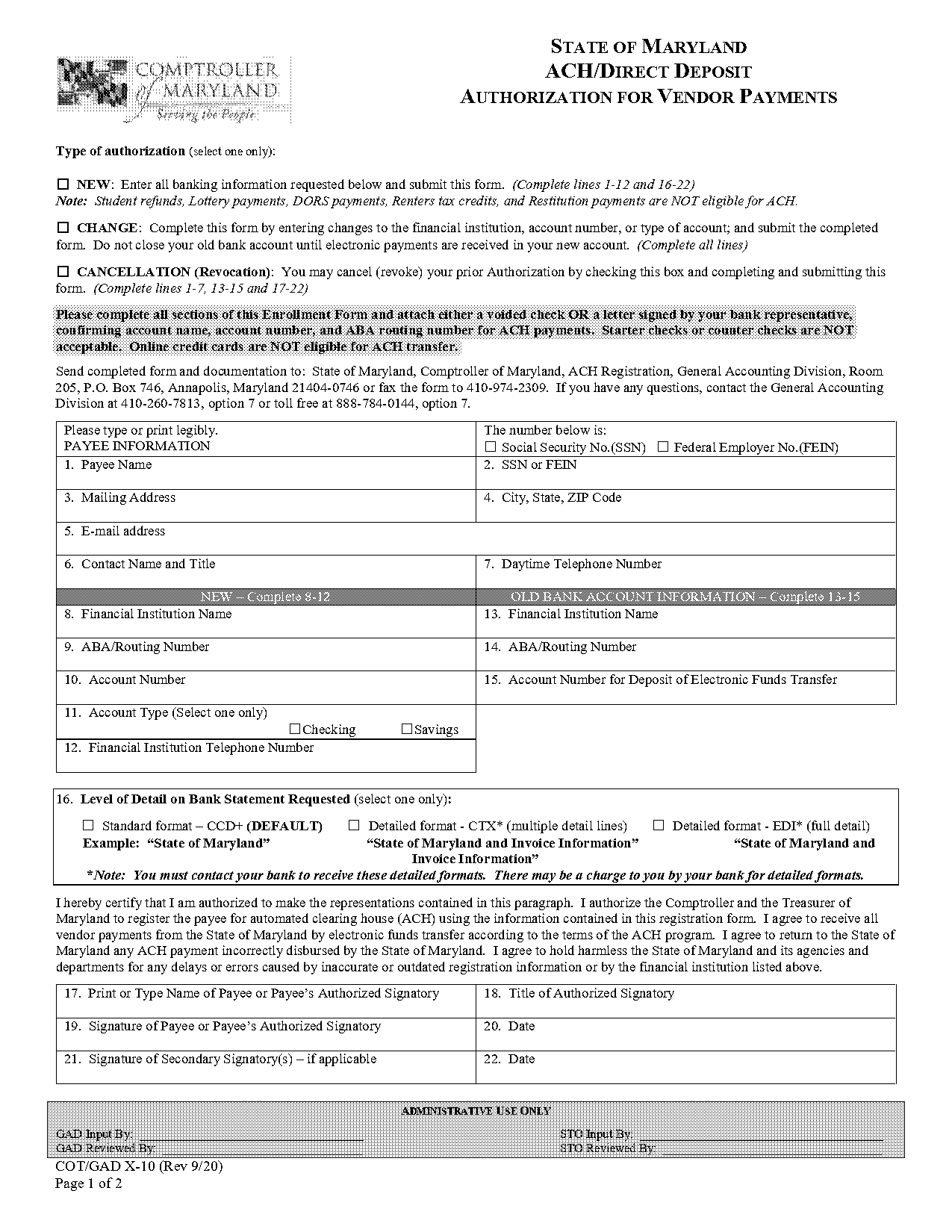 ach vendor payment authorization agreement template