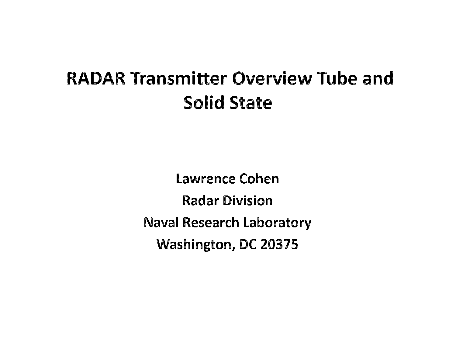 radar transmitters and receivers