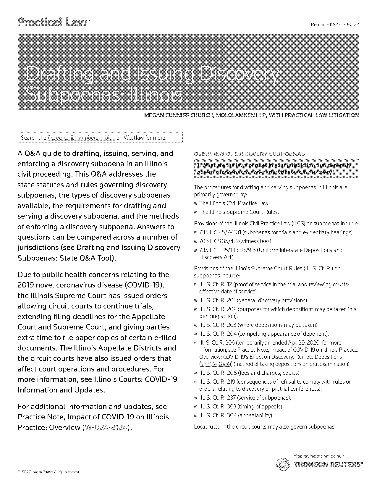 illinois deposition subpoena rules