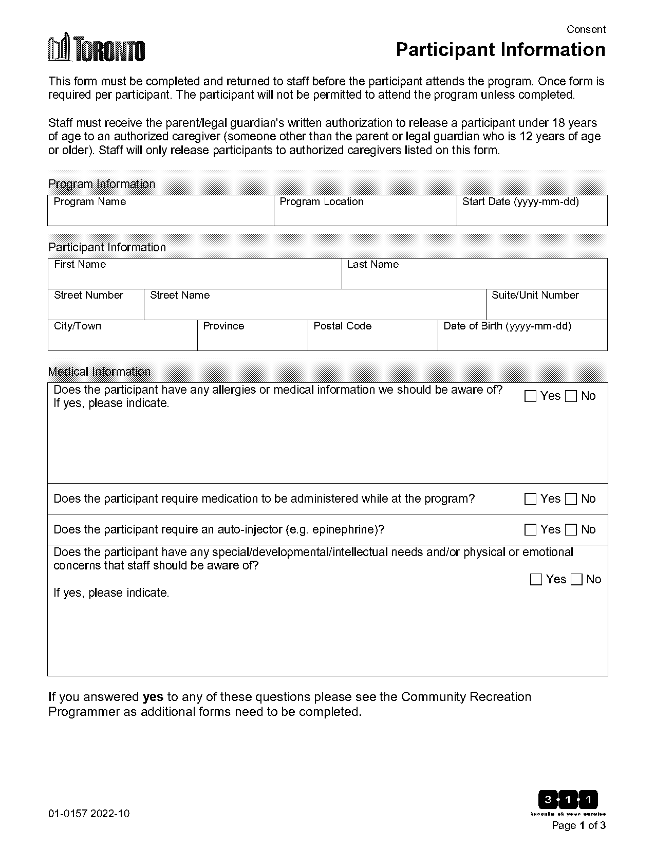 city of toronto reference consent form