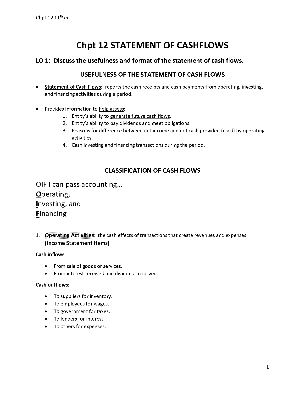 statement of cash flows indirect method from comparative balance sheet