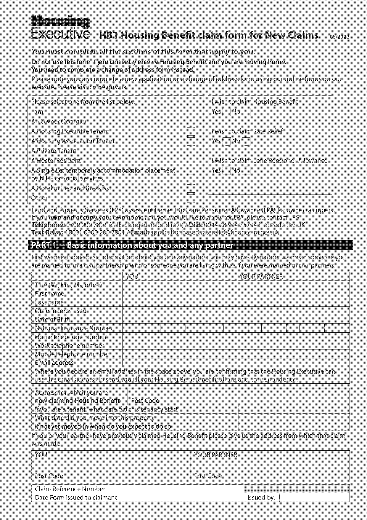 nihe housing benefit application form