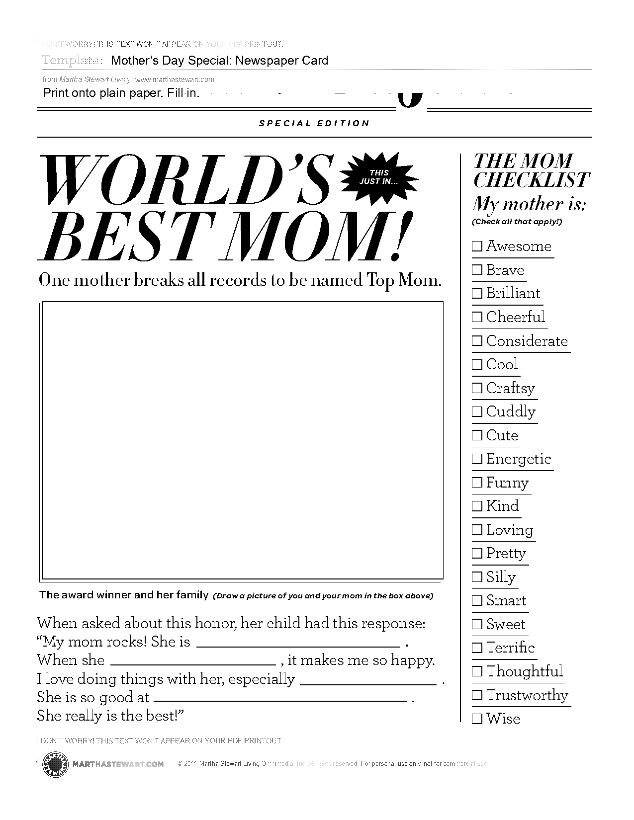 world best mom newspaper template