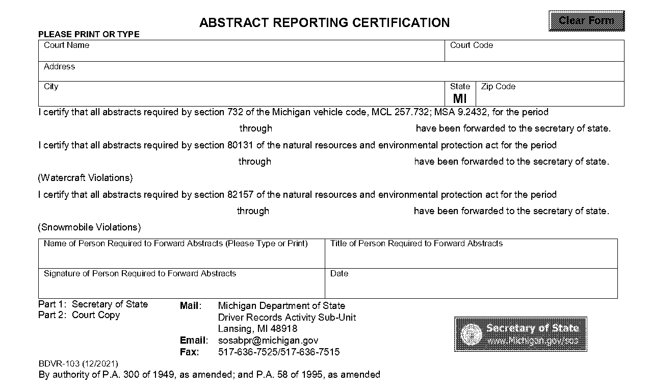 abstract and certification form