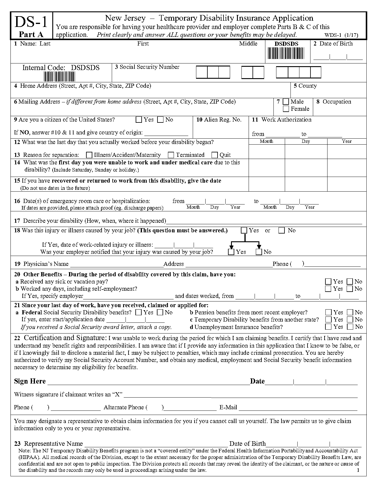 nj temp disability tax form