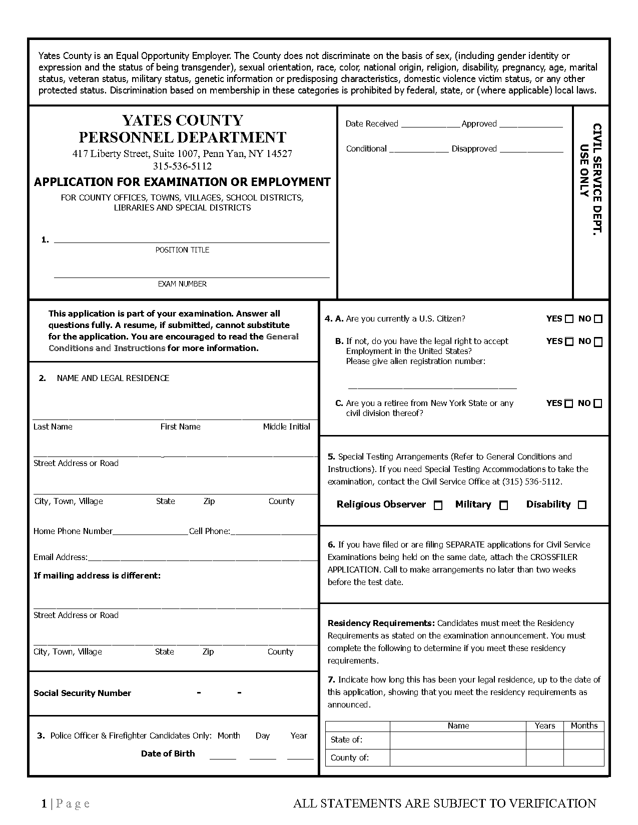 update civil service application