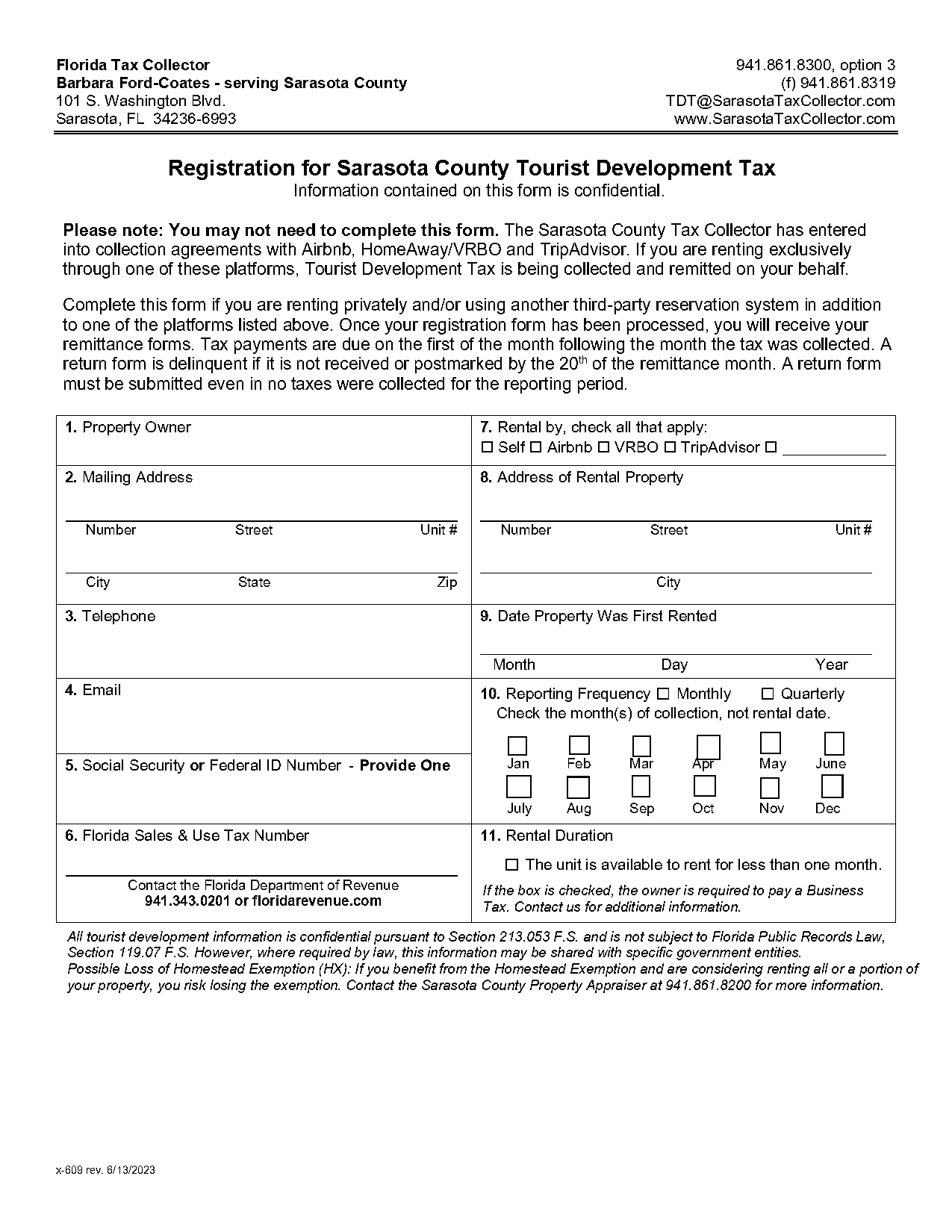 sarasota county homestead application