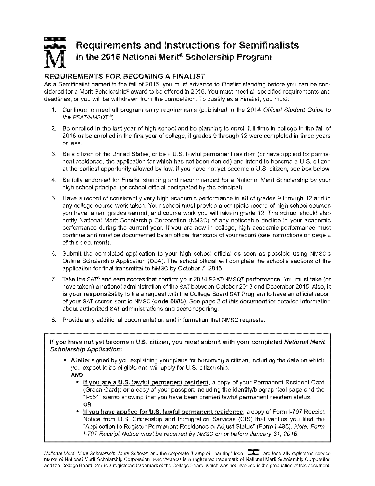 how does school official transmitting application work for national merit