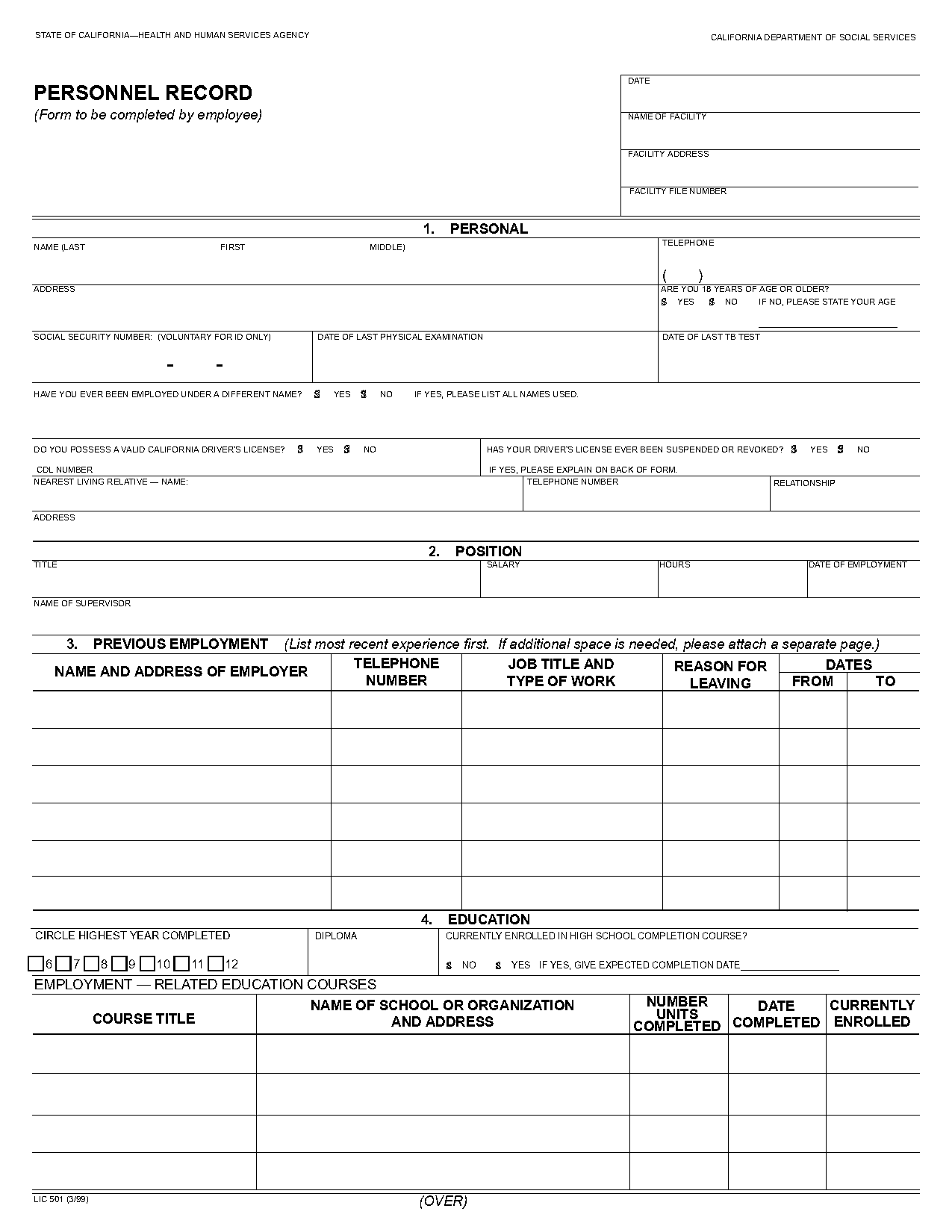 application forms for employment