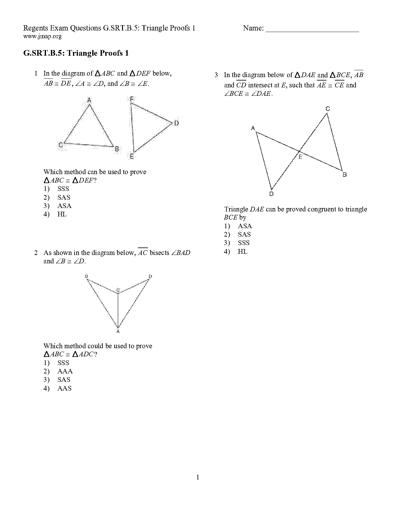 additional congruence methods worksheet answers