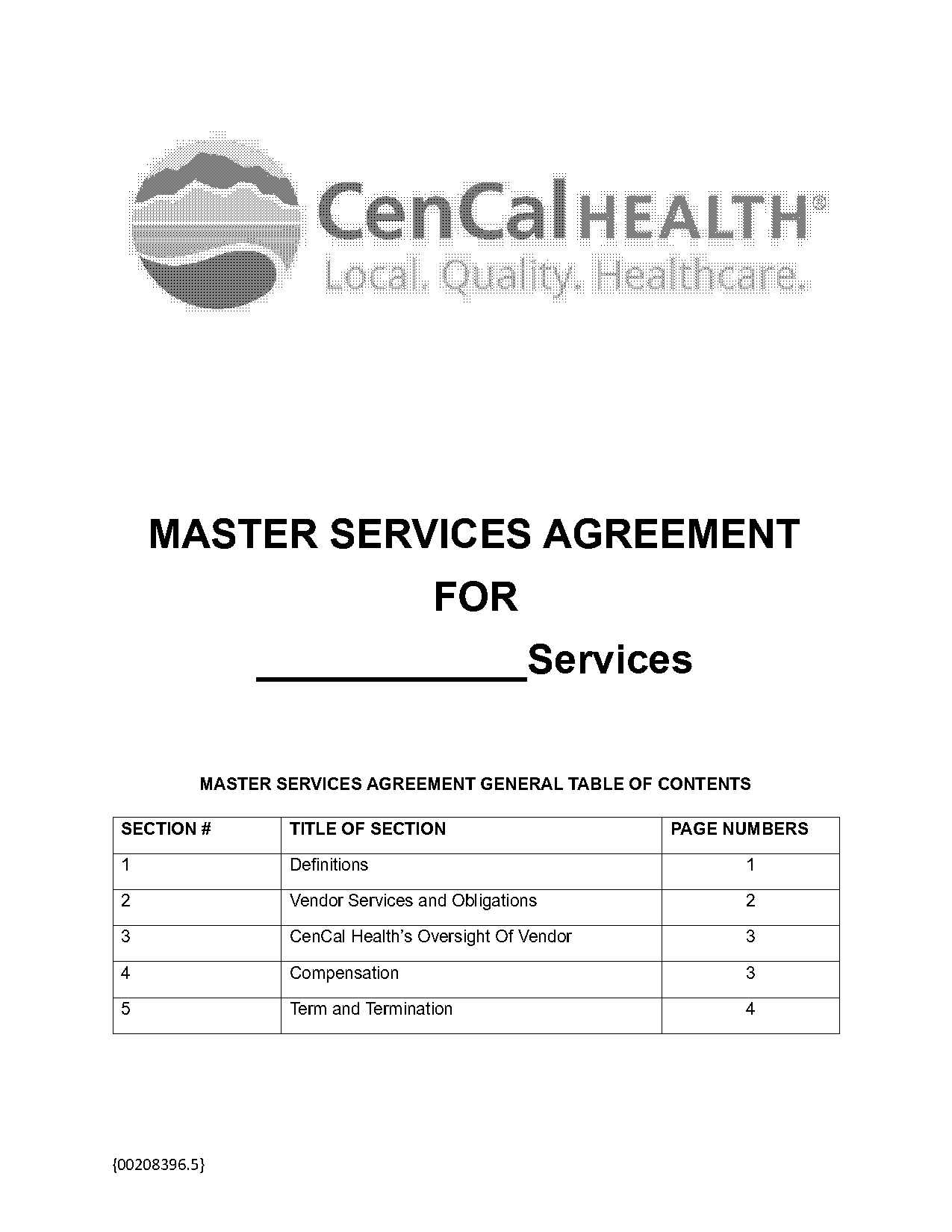 master vendor agreement template