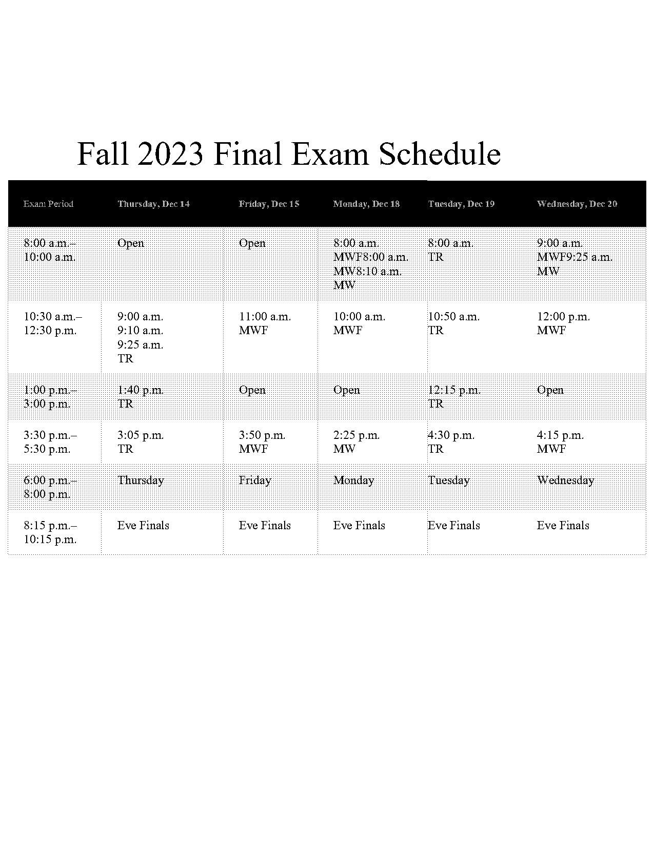 adelphi registrar final exam schedule