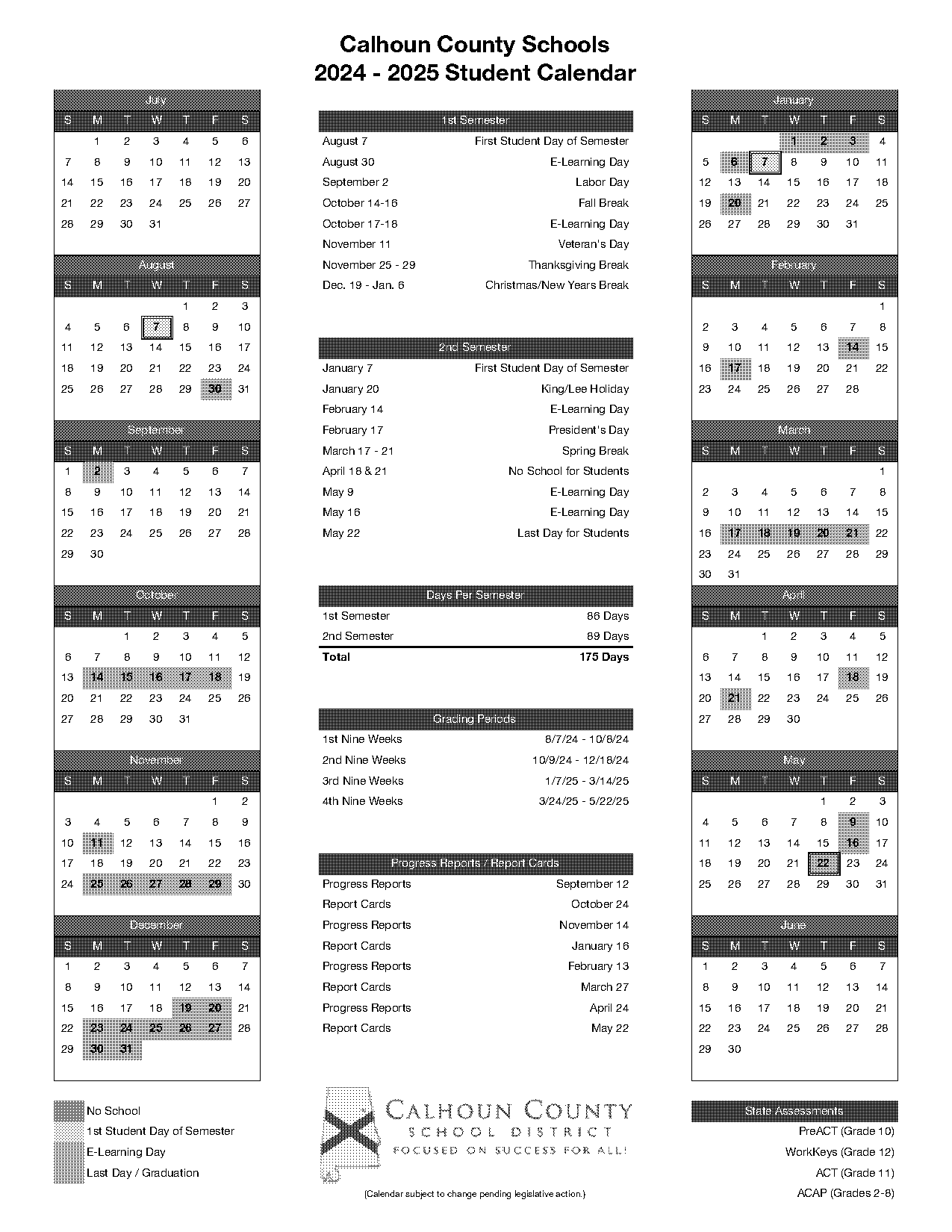 nine week calendar template