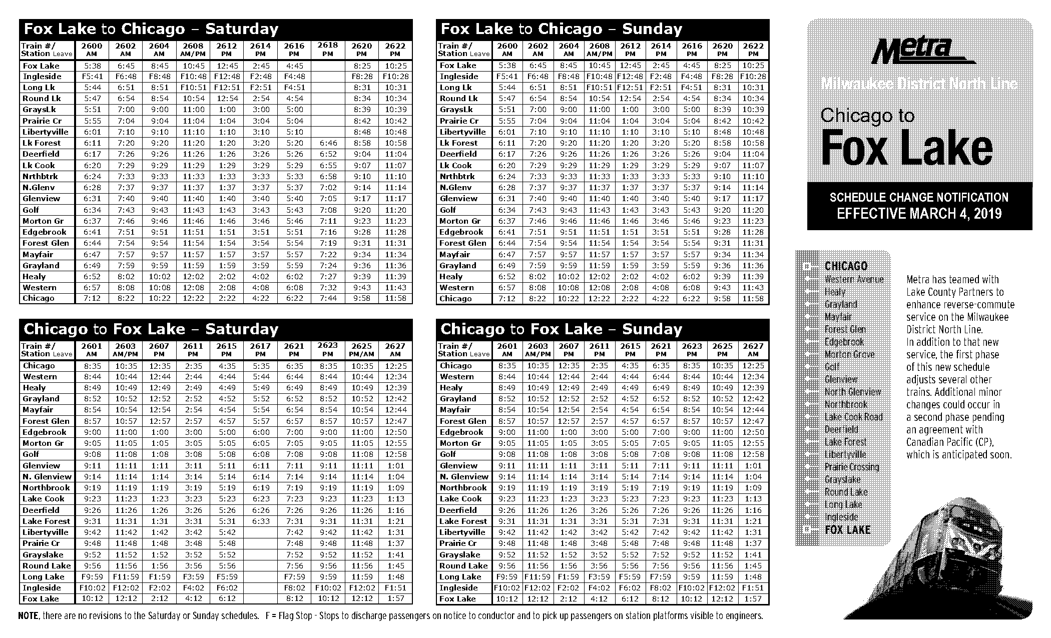 fox lake to union station train schedule