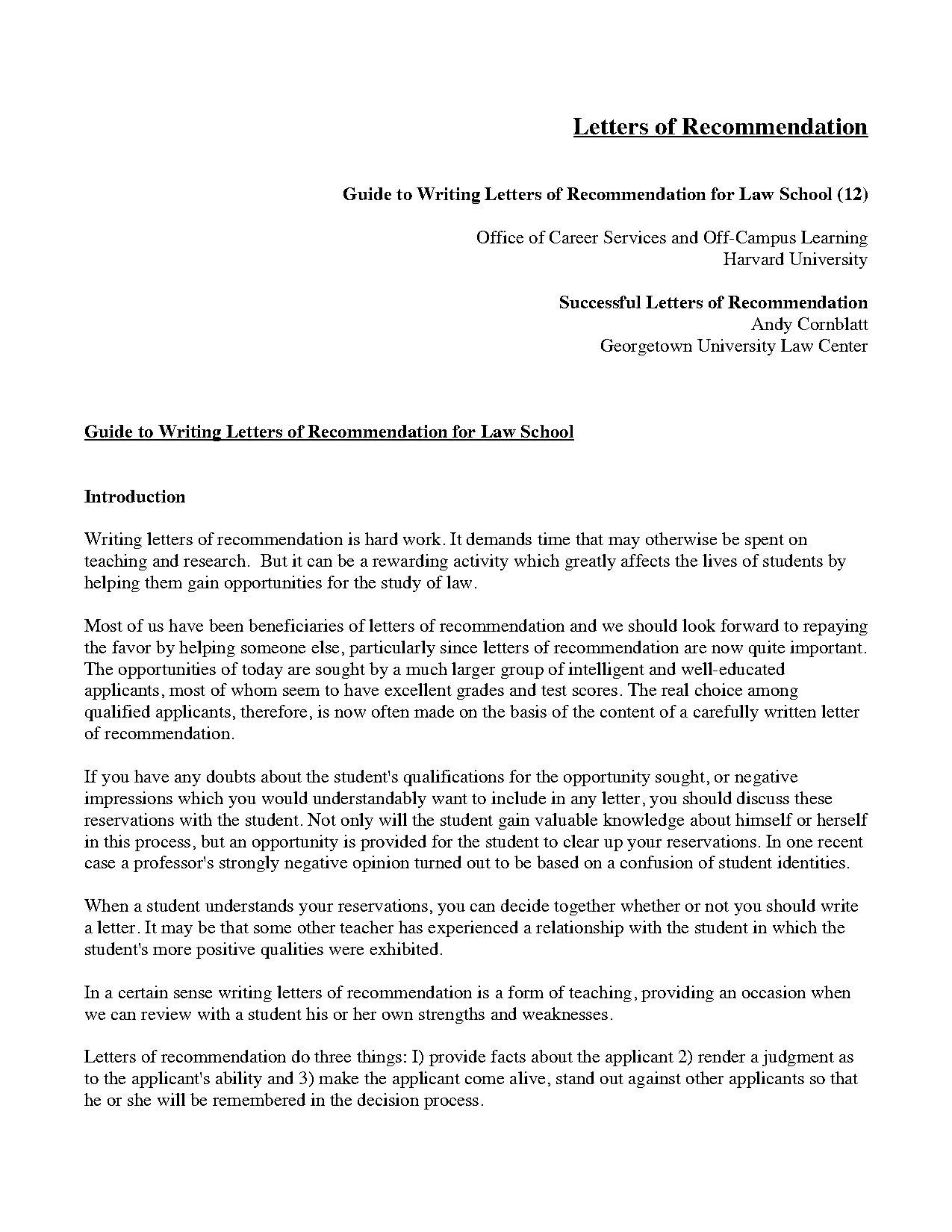 sample letter of recommendation for law school