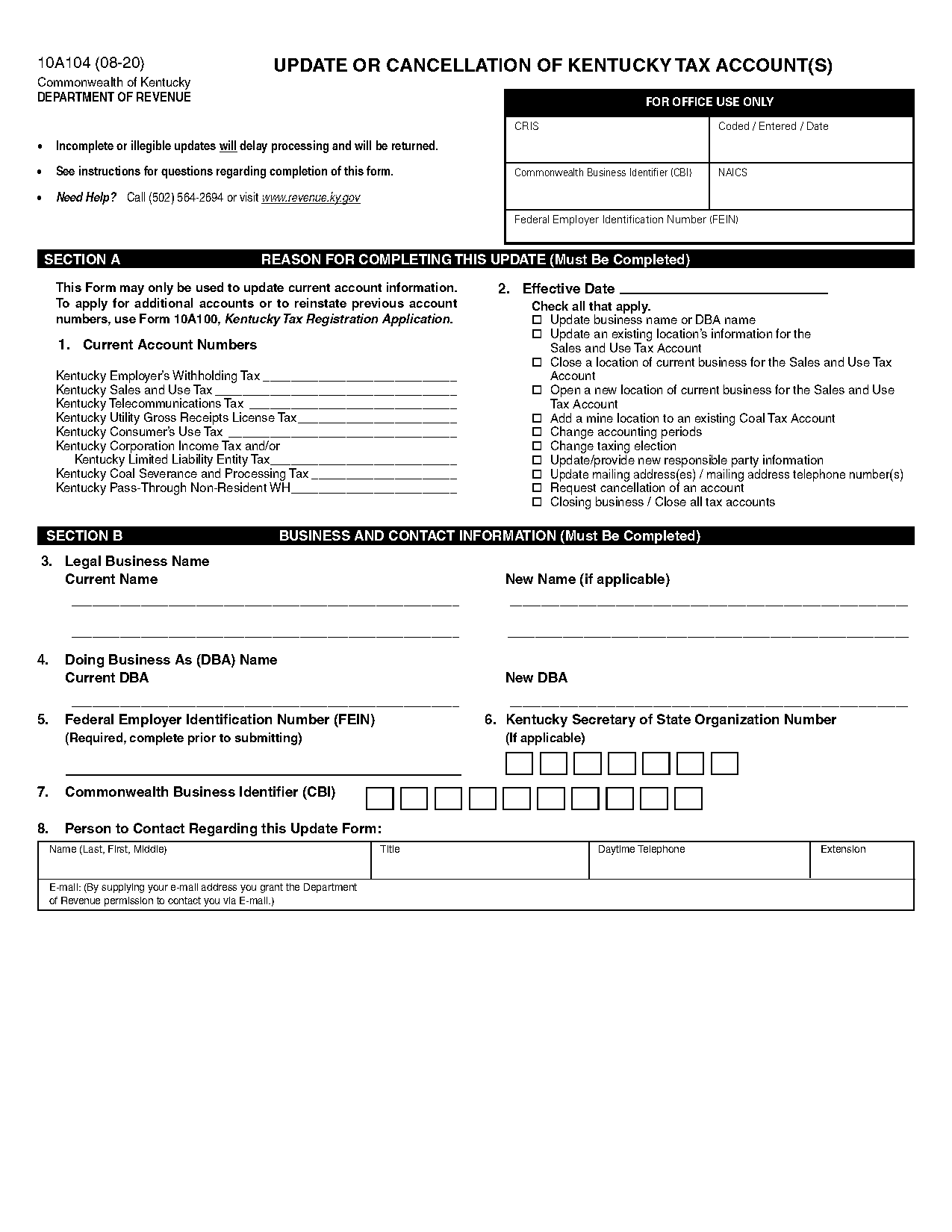 kentucky business registration application