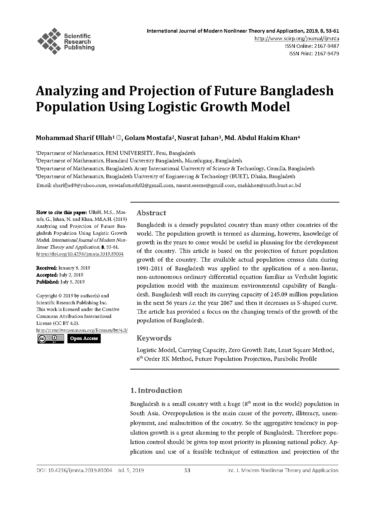 population growth exponential and logistic scholarly articles