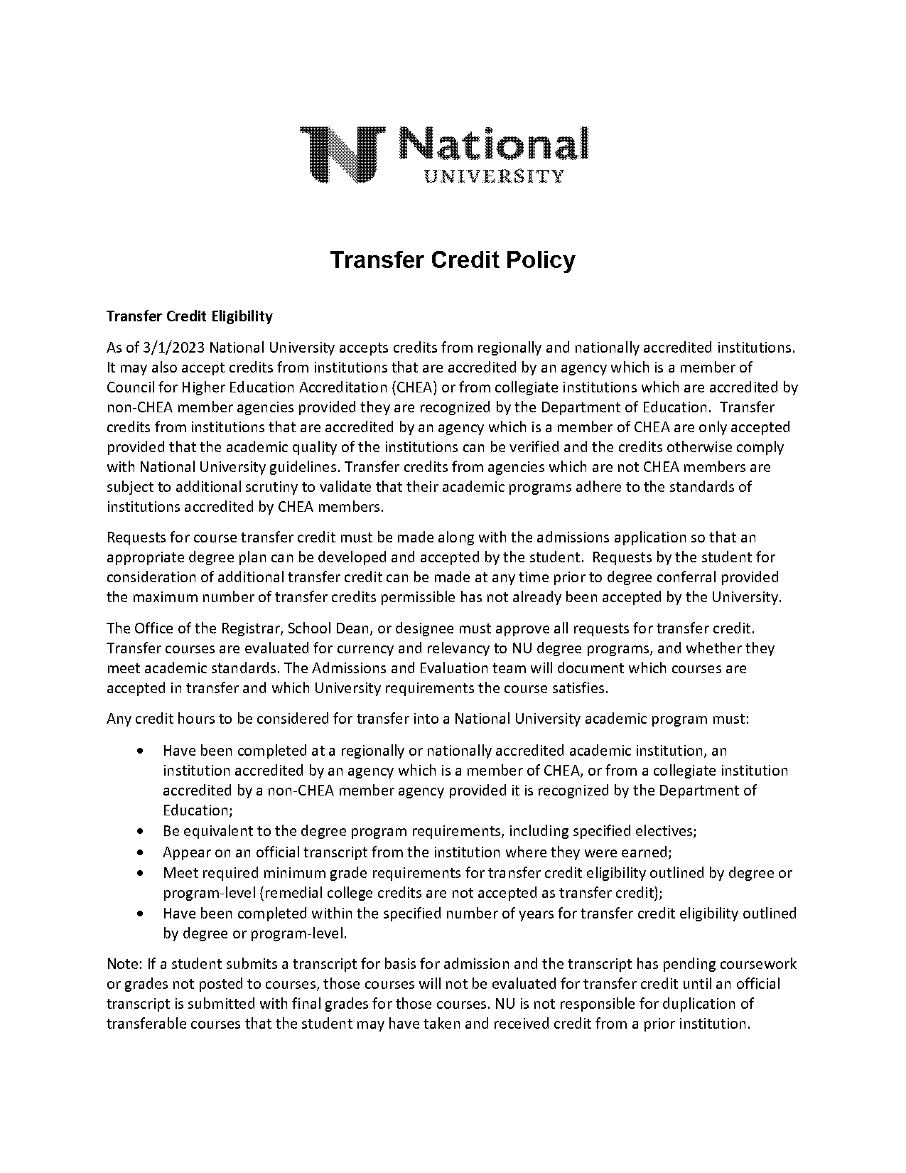 national university drop class policy