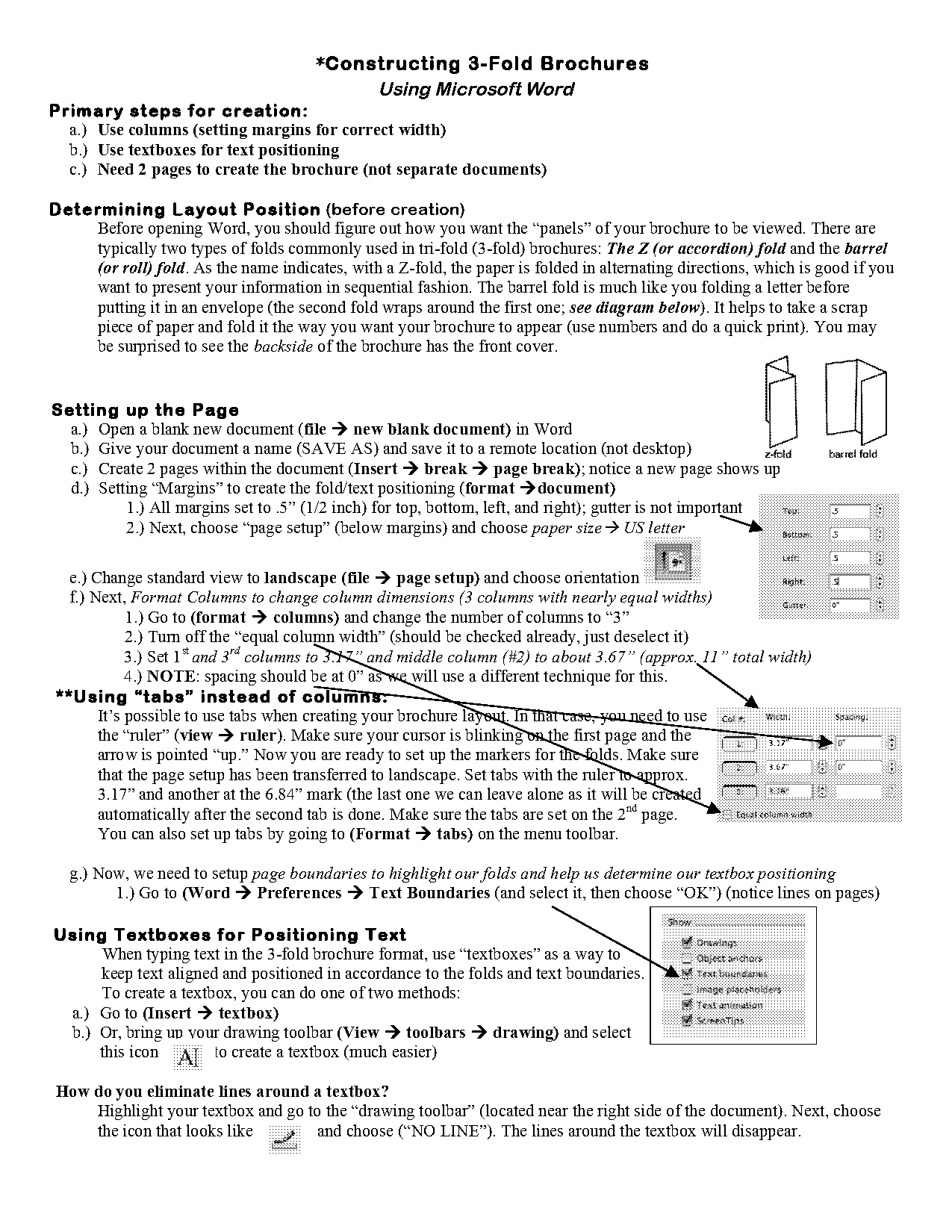 divide landscape pages document into thirds horizontally